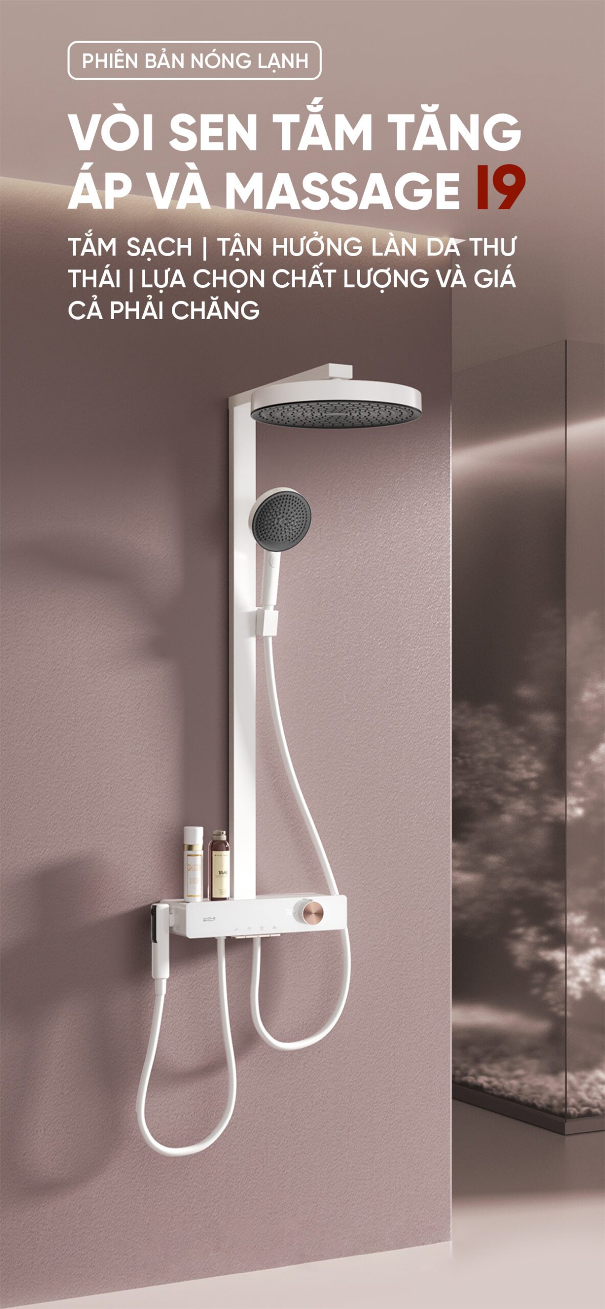 Vòi Sen Tắm Xiaomi Tăng Áp Và Massage i9 Màu Xám