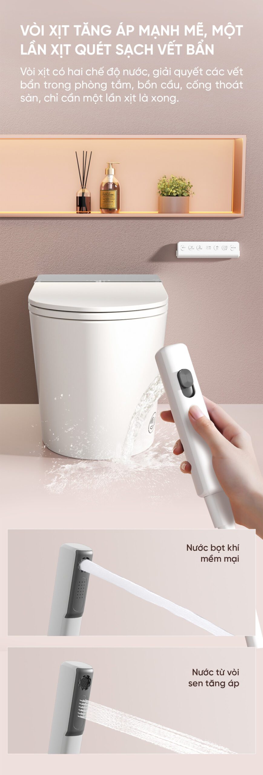 Vòi Sen Tắm Xiaomi Tăng Áp Và Massage i9 Màu Xám
