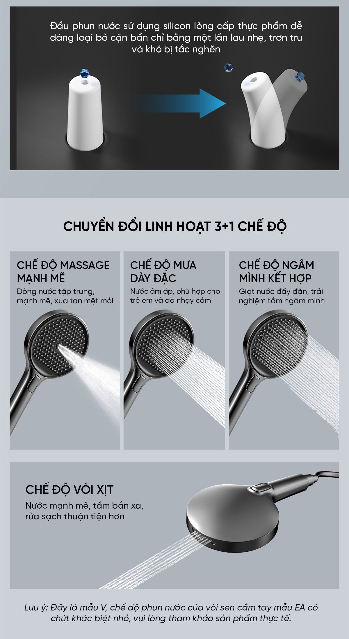 Bộ Vòi Sen Nóng Lạnh Whale Mẫu V/EA