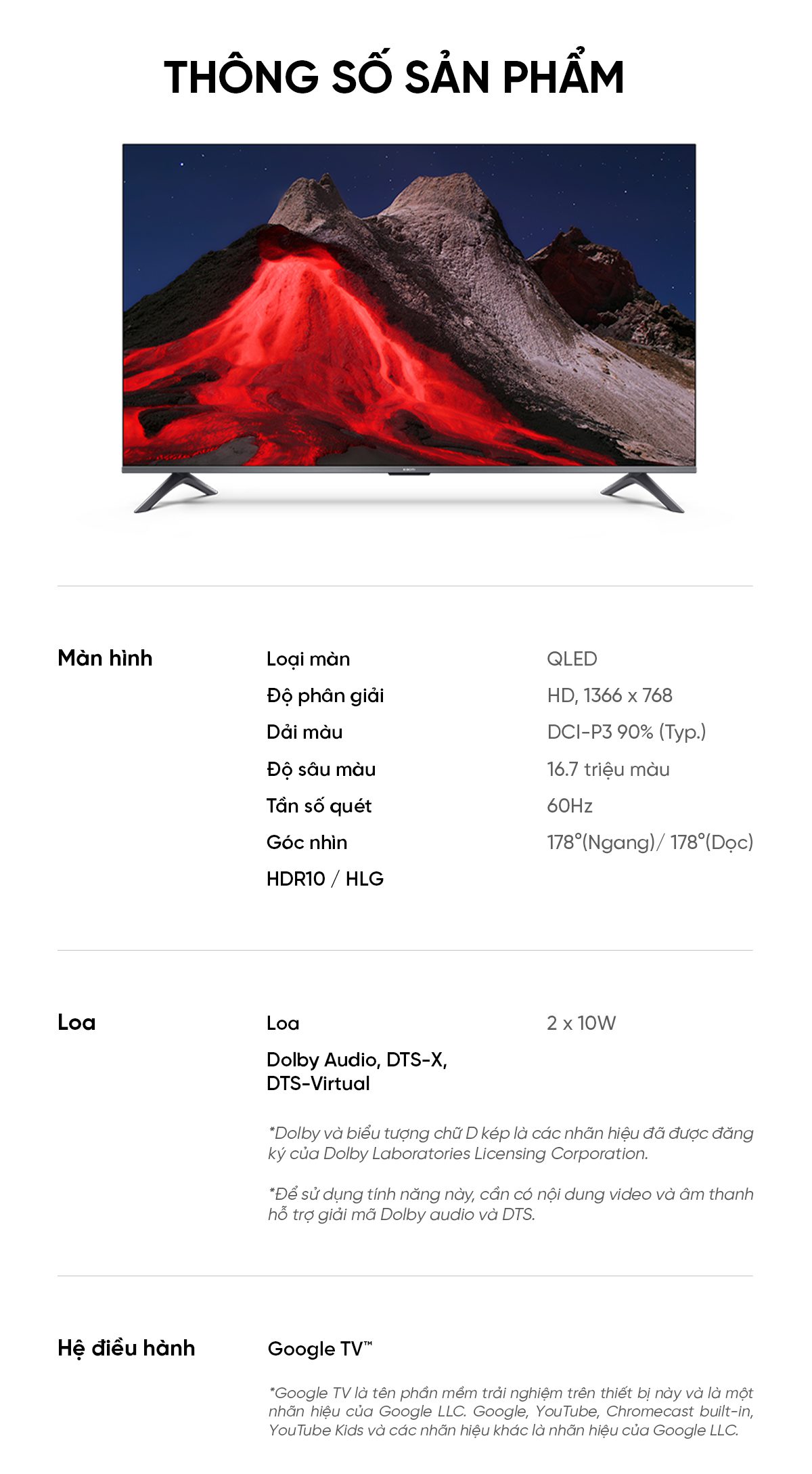 Tivi Xiaomi A Pro 32 Inch – 2026 Bản Quốc Tế – QLED 4K/60Hz – 2GB/8GB