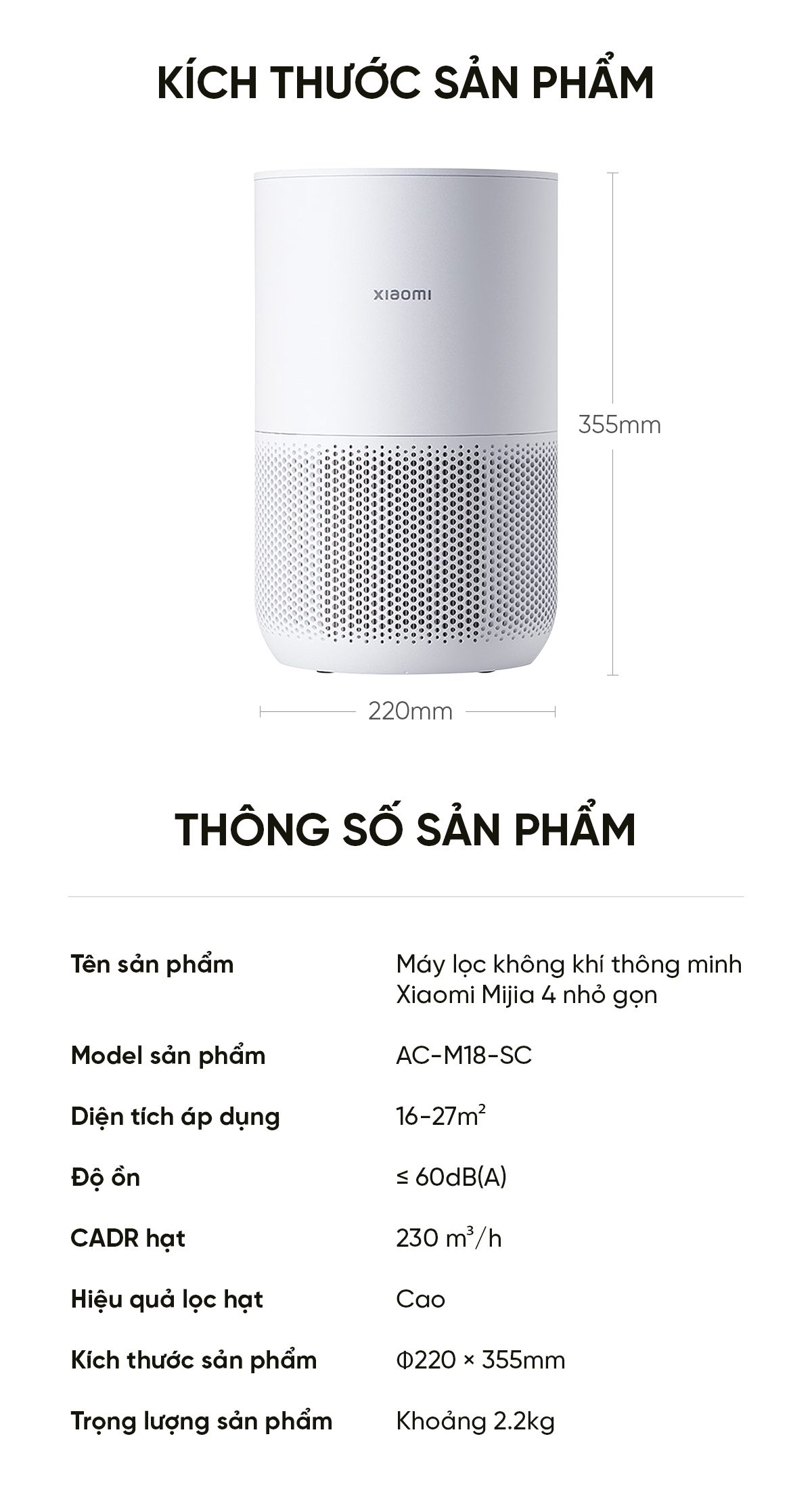 Máy Lọc Không Khí Thông Minh Purifier 4 Compact
