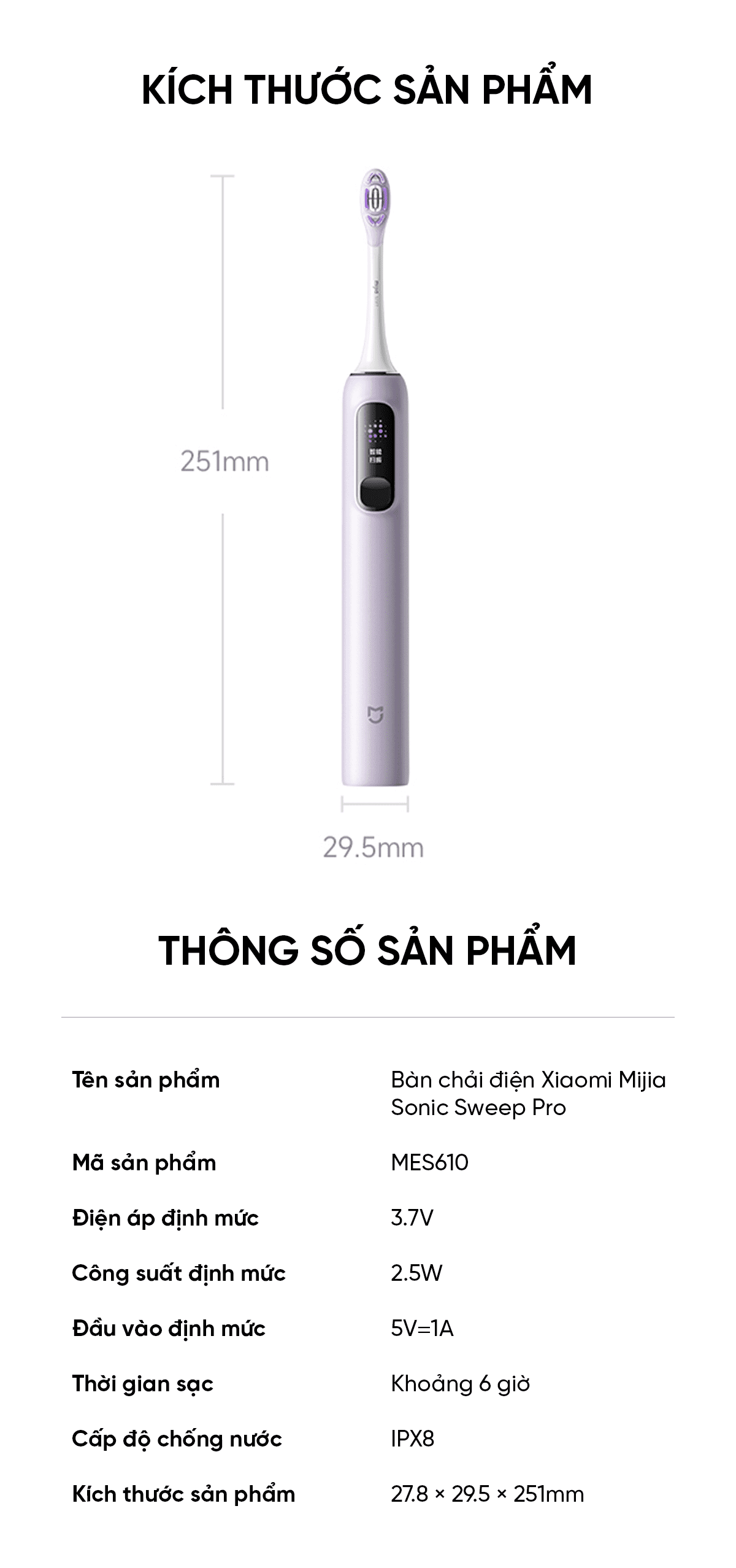 Bàn chải điện Xiaomi Mijia sonic sweep pro MES610