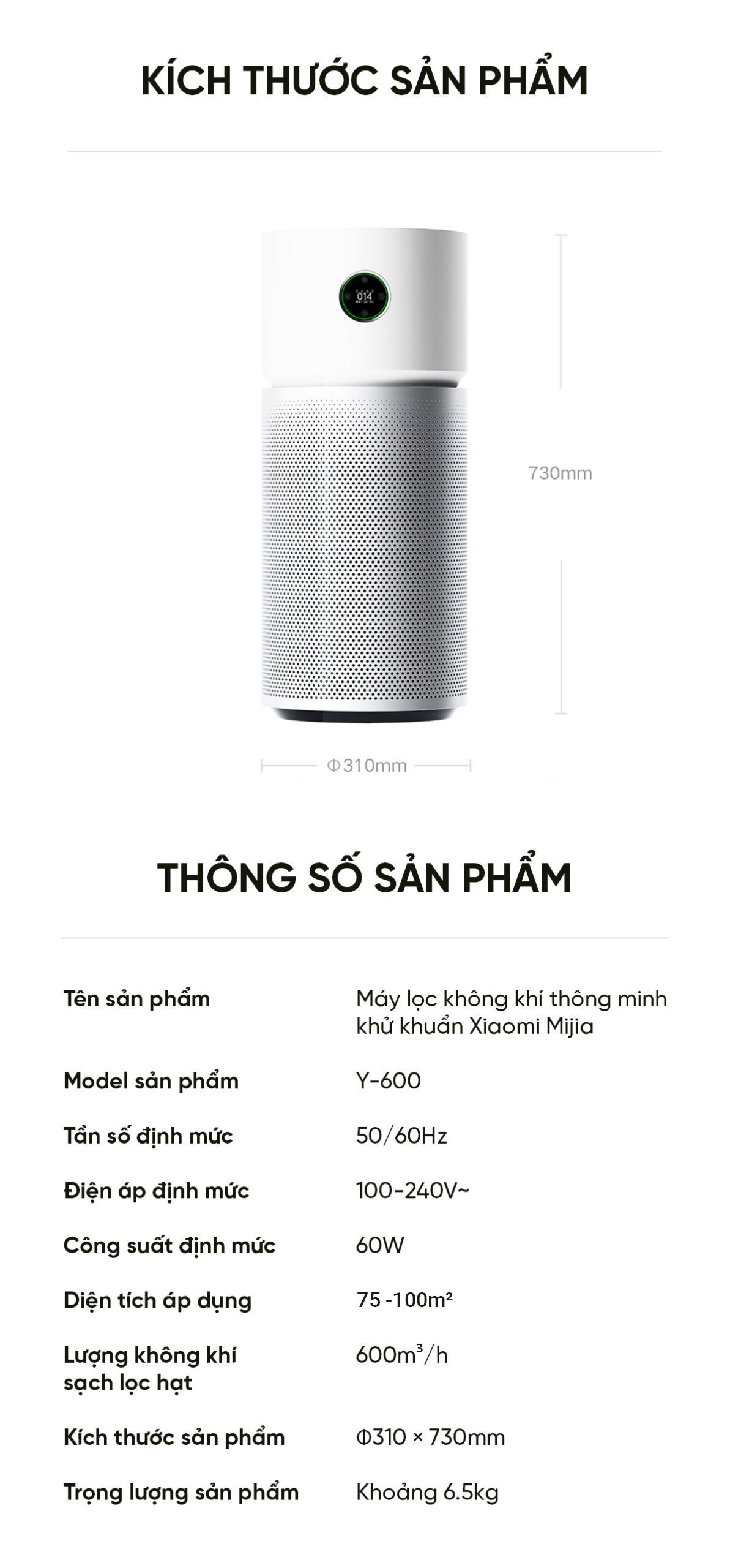 Xiaomi Elite máy lọc không khí diện tích 100 m²