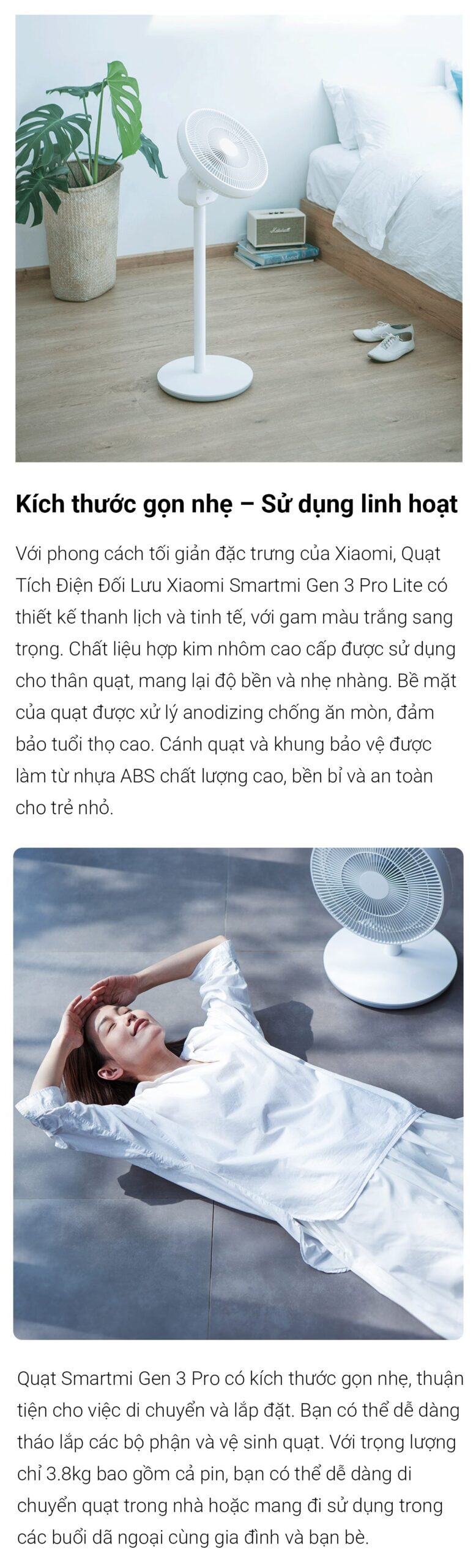 Quạt đứng tích điện Smartmi Gen 3 Pro Lite