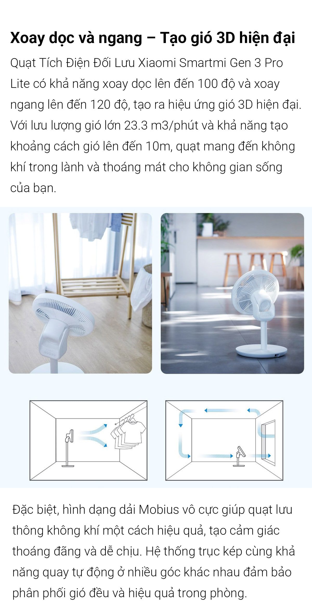 Quạt đứng tích điện Smartmi Gen 3 Pro Lite