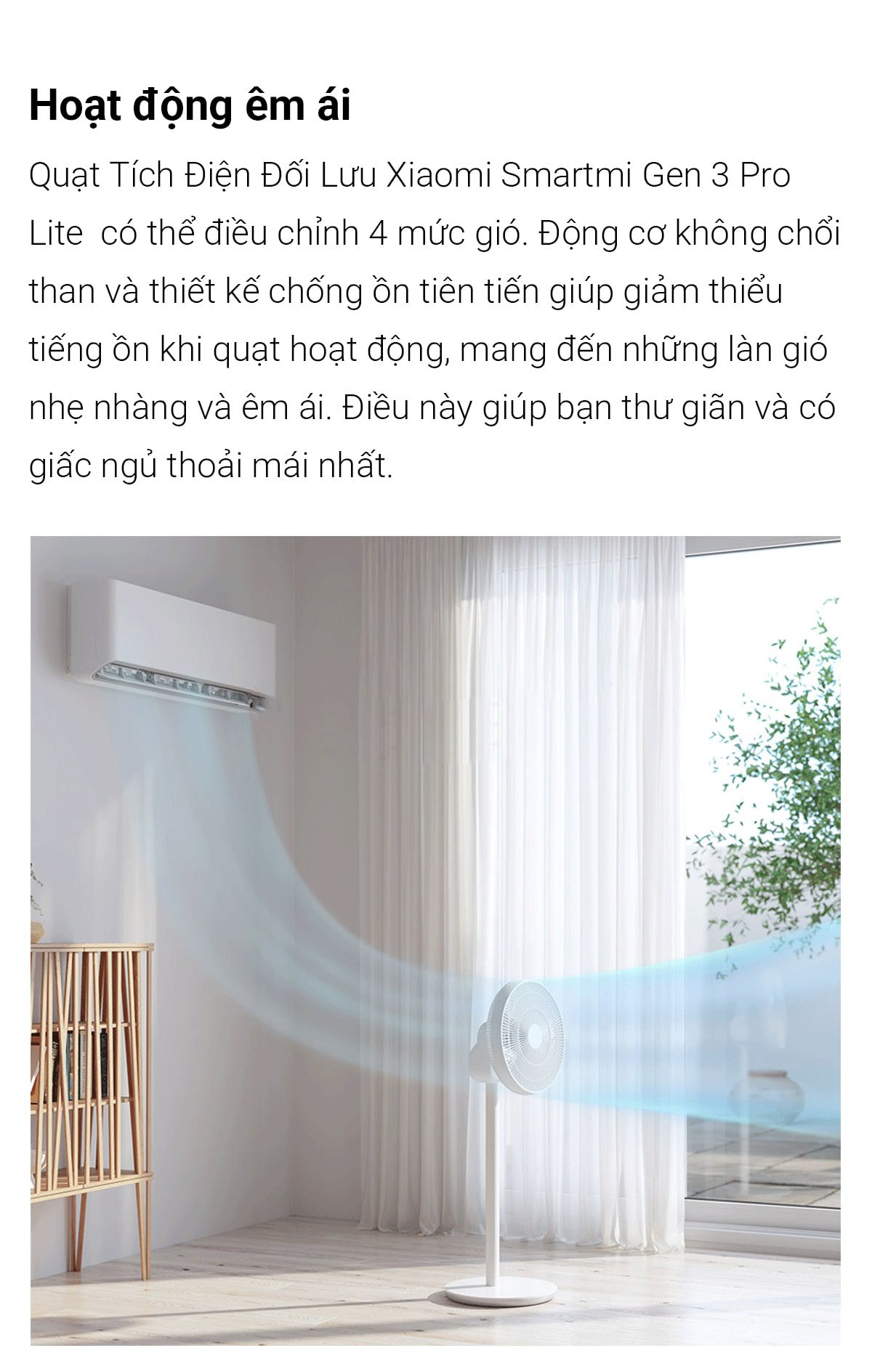 Quạt đứng tích điện Smartmi Gen 3 Pro Lite