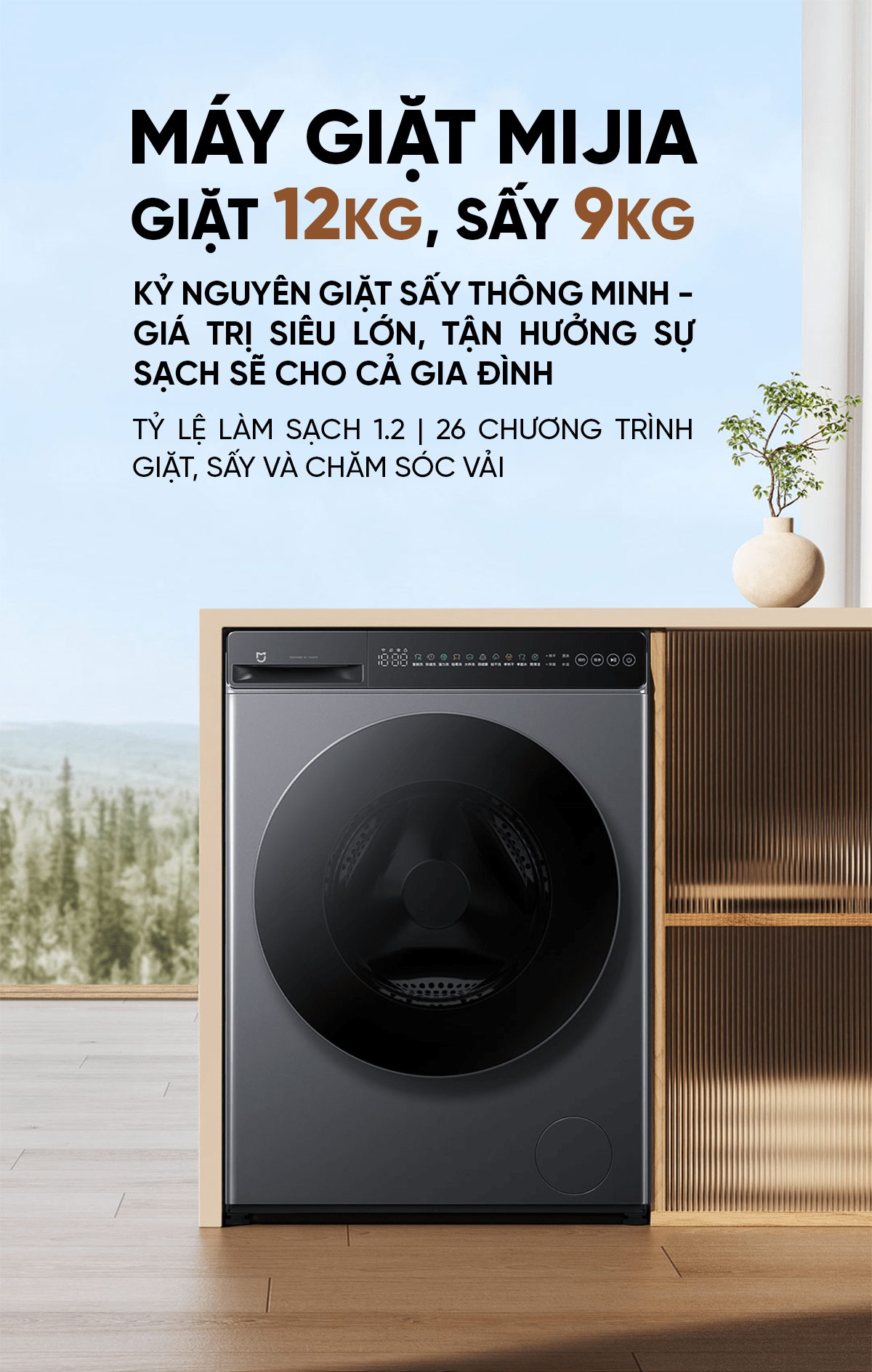 Máy Giặt Xiaomi Mija 2026 MJ101 Giặt 12kg Sấy 9kg 26 Chế Độ Giặt
