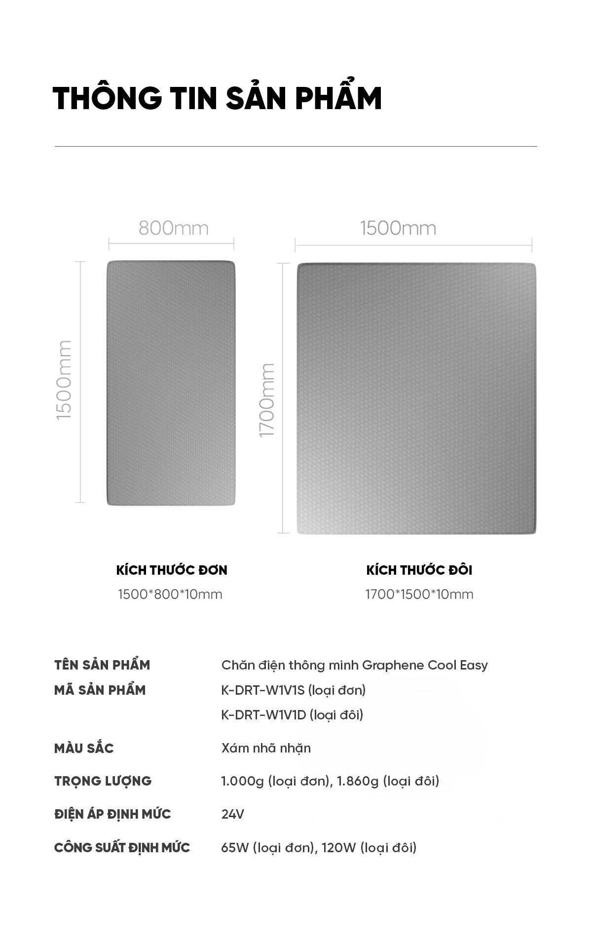 Chăn điện Xiaomi Cool Easy Graphene - Mềm mại, An toàn tuyệt đối