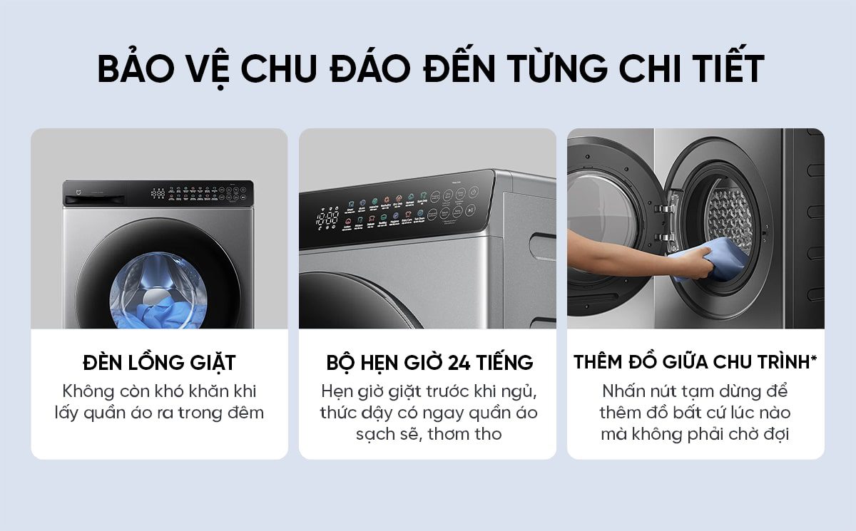 Máy giặt sấy cửa trước Xiaomi Mijia Giặt 10.5kg, Sấy 7kg – Bản Quốc Tế