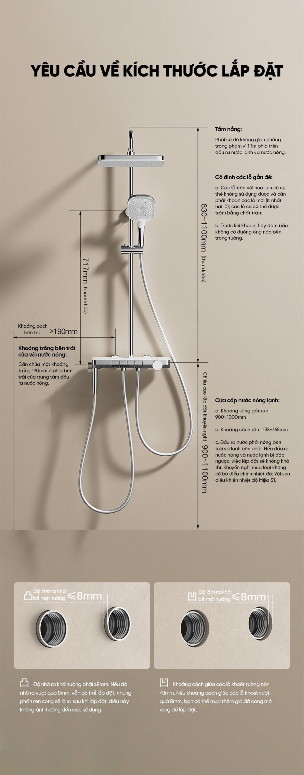 Bộ vòi hoa sen điều chỉnh nhiệt độ Xiaomi Mijia S1 Pro
