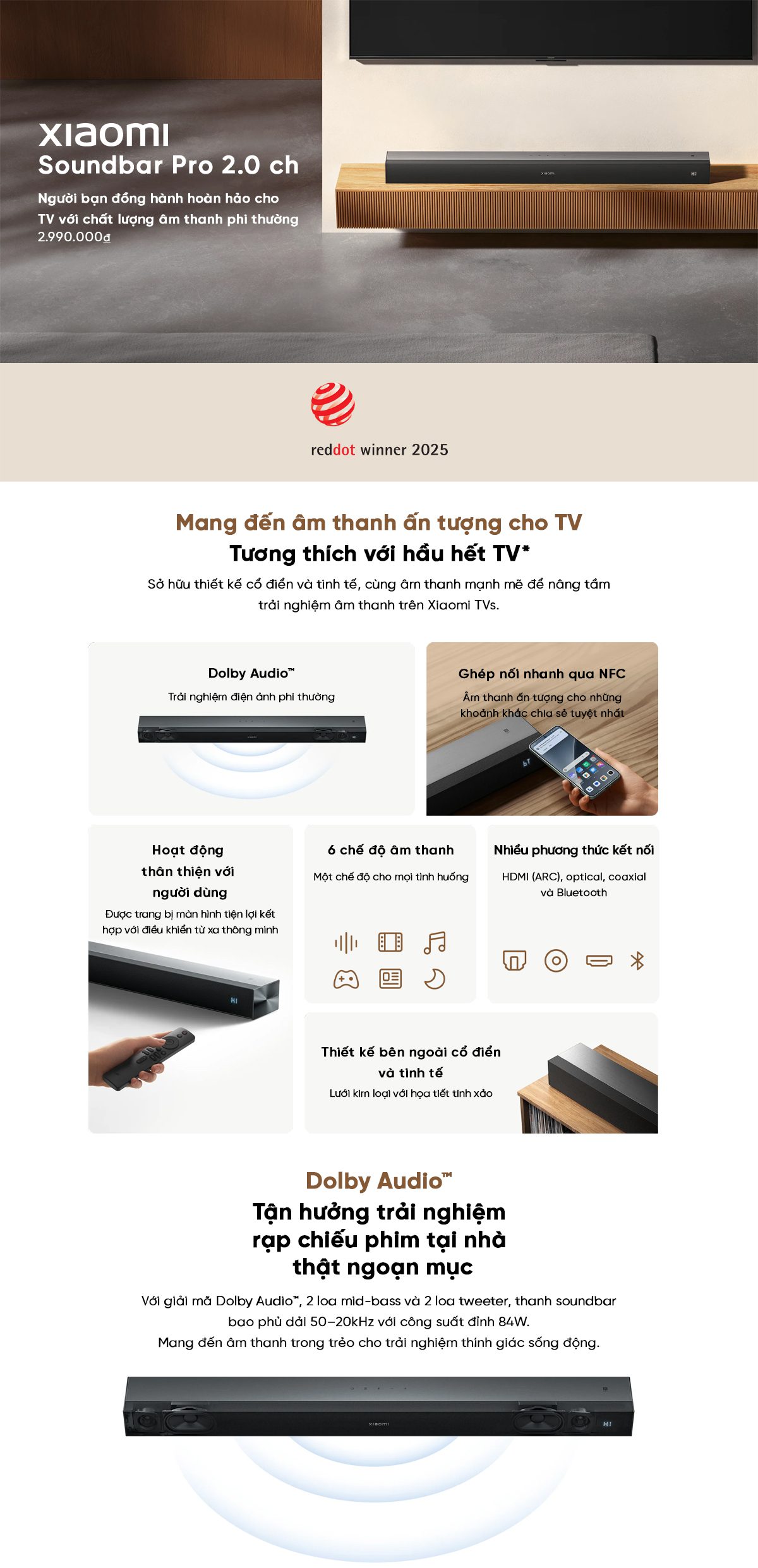 Loa thanh Xiaomi Soundbar Pro 2.0 – Chính Hãng, Giá Tốt