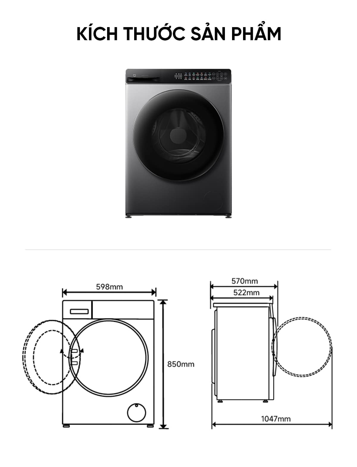 Máy giặt sấy cửa trước Xiaomi Mijia Giặt 10.5kg, Sấy 7kg – Bản Quốc Tế
