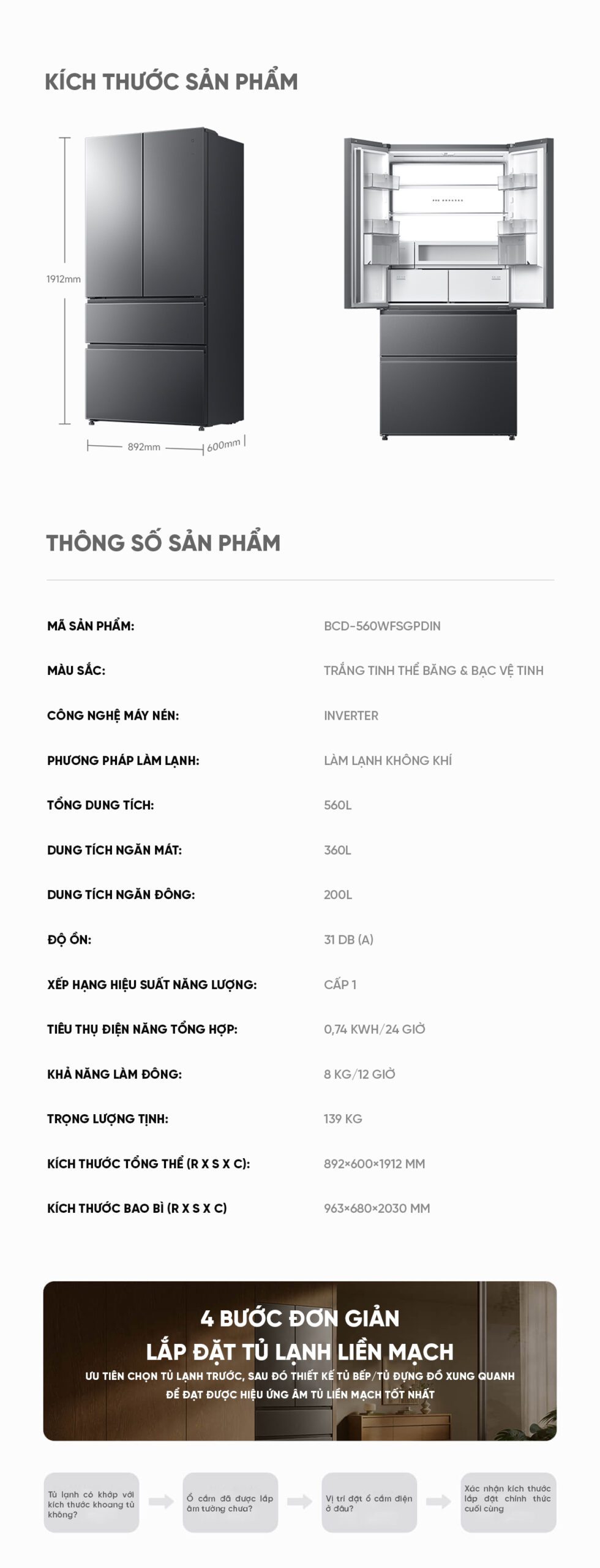 Tủ Lạnh Xiaomi Mija 560L Kiểu Pháp 2026 , Làm Lạnh Kép , Làm Đá Tự Động