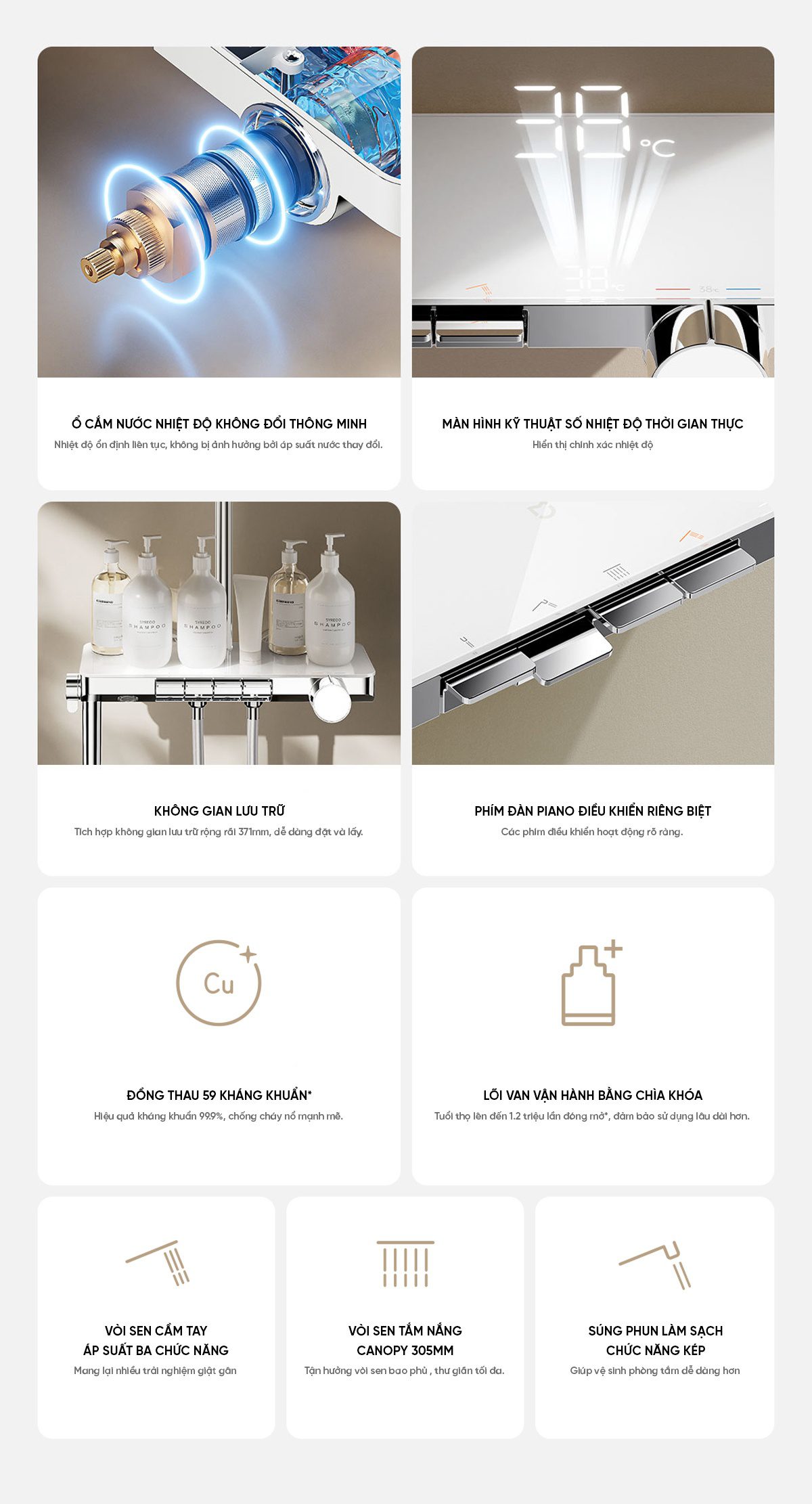 Bộ vòi hoa sen điều chỉnh nhiệt độ Xiaomi Mijia S1 Pro