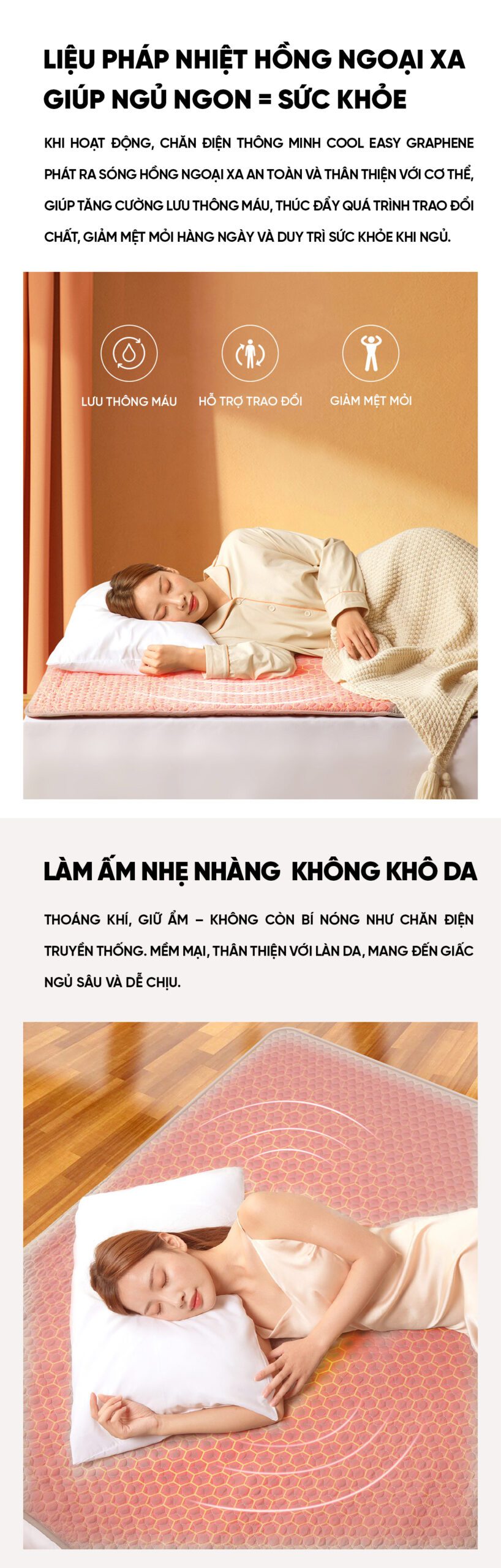 Chăn điện Xiaomi Cool Easy Graphene - Mềm mại, An toàn tuyệt đối