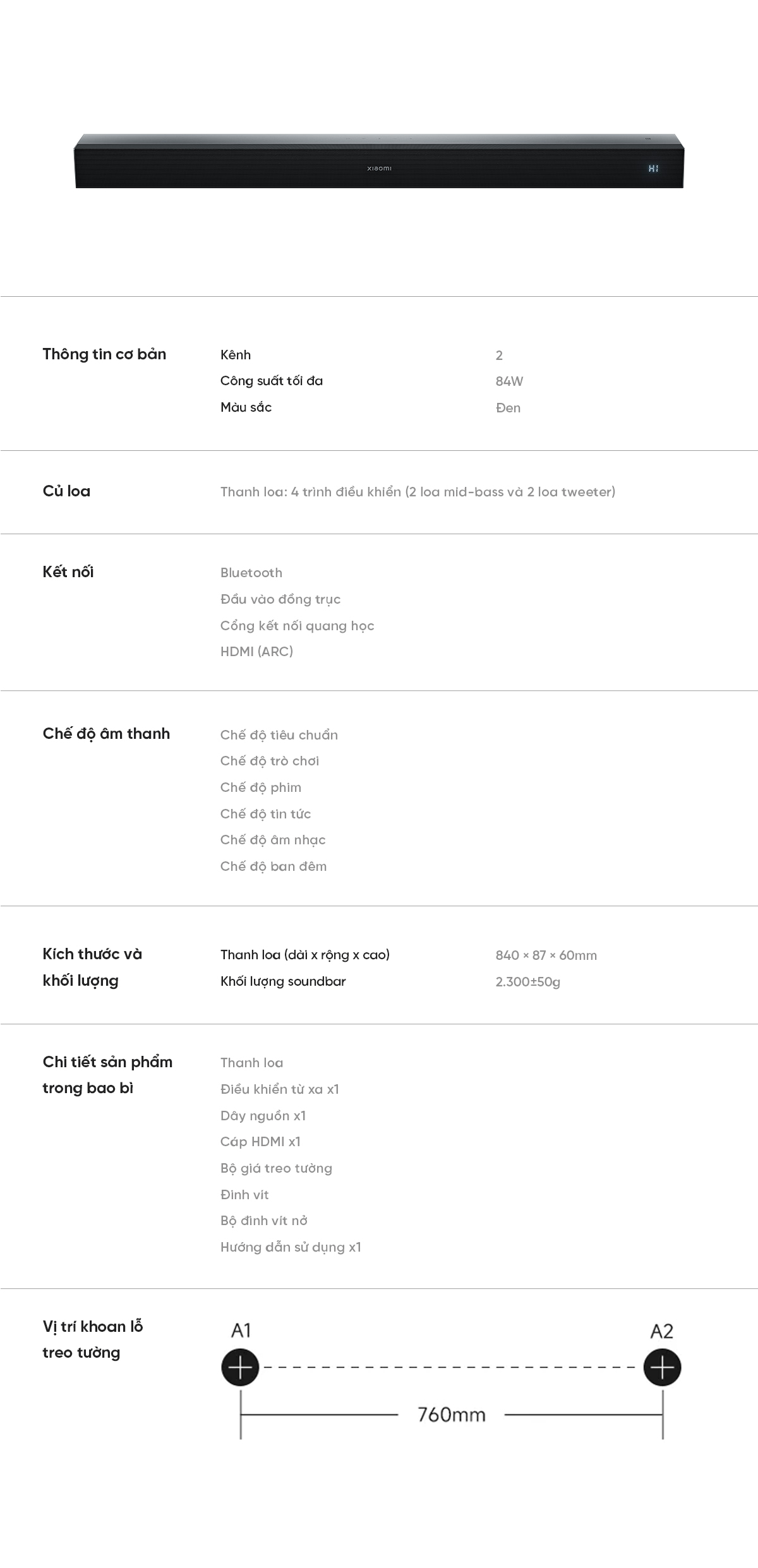 Loa thanh Xiaomi Soundbar Pro 2.0 – Chính Hãng, Giá Tốt