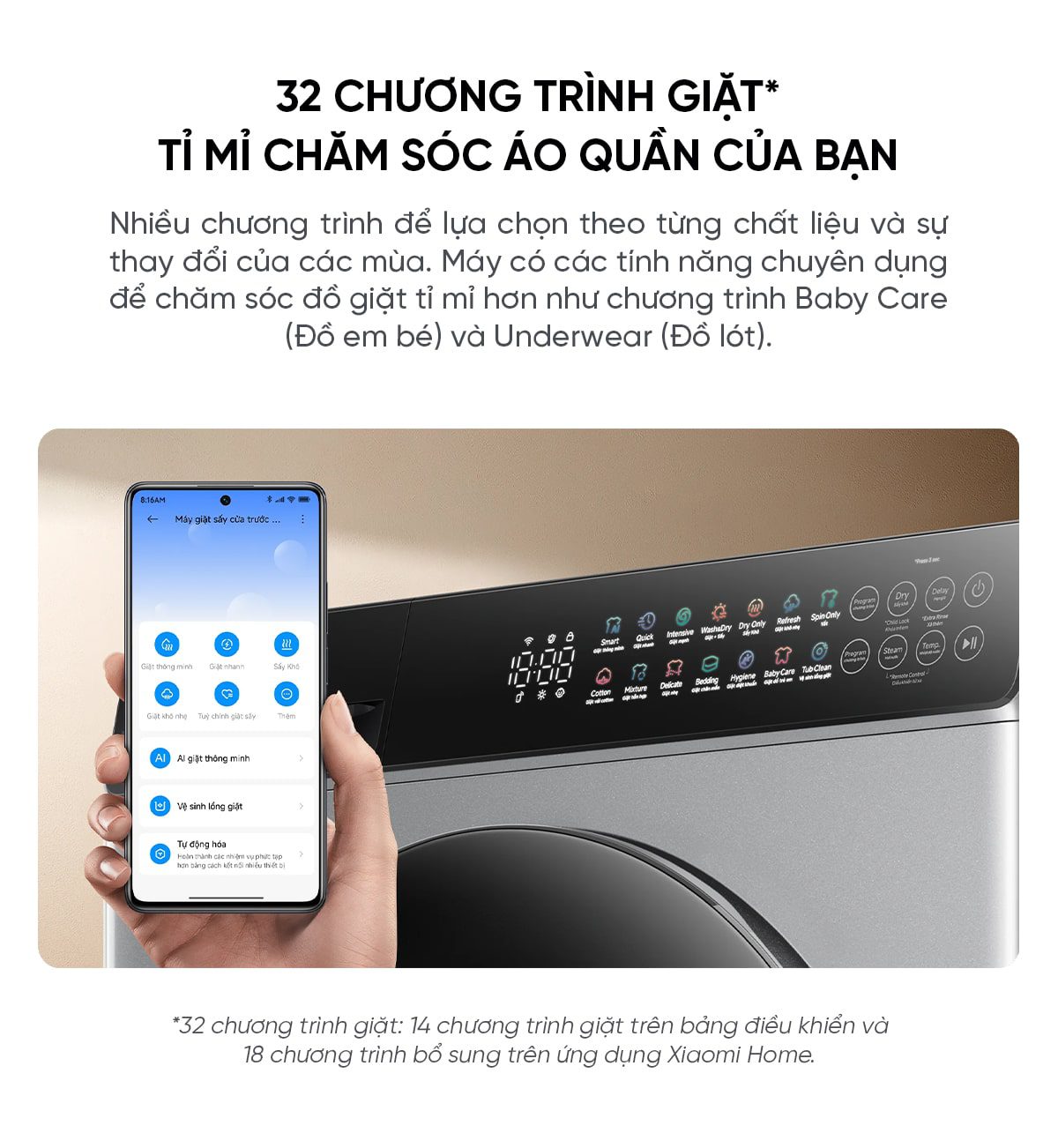 Máy giặt sấy cửa trước Xiaomi Mijia Giặt 10.5kg, Sấy 7kg – Bản Quốc Tế