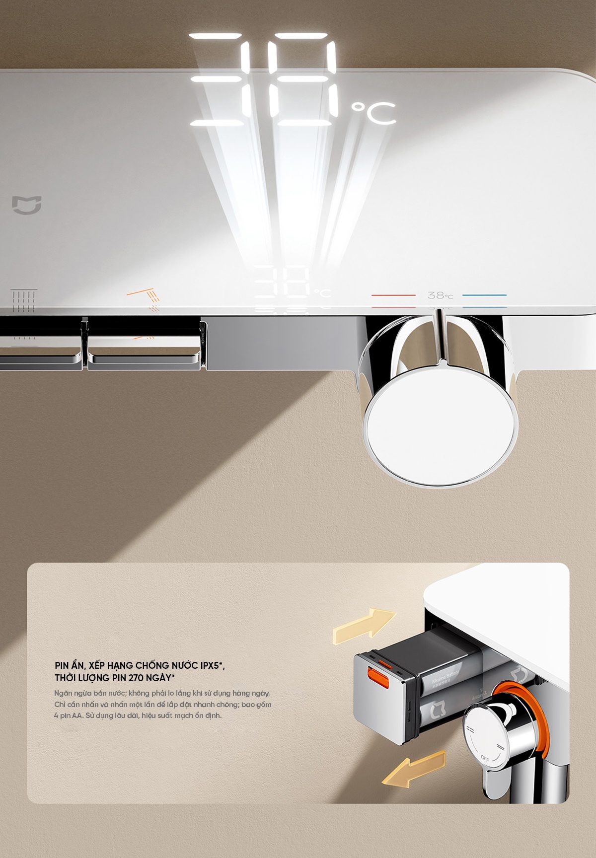 Bộ vòi hoa sen điều chỉnh nhiệt độ Xiaomi Mijia S1 Pro