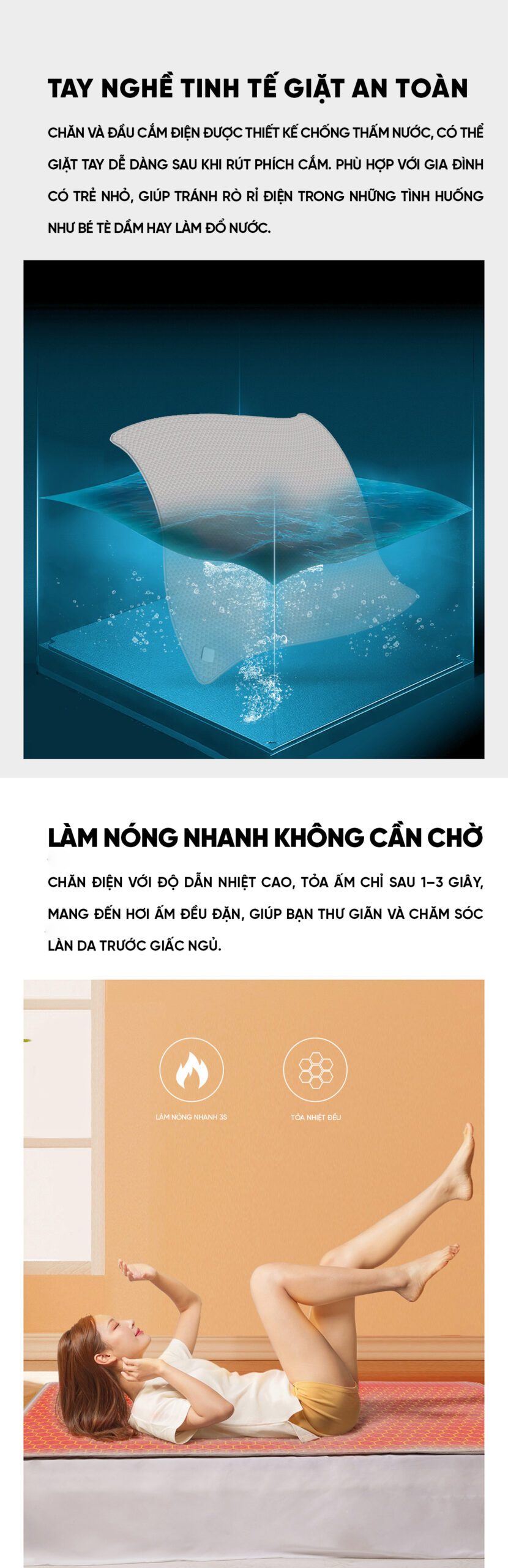 Chăn điện Xiaomi Cool Easy Graphene - Mềm mại, An toàn tuyệt đối
