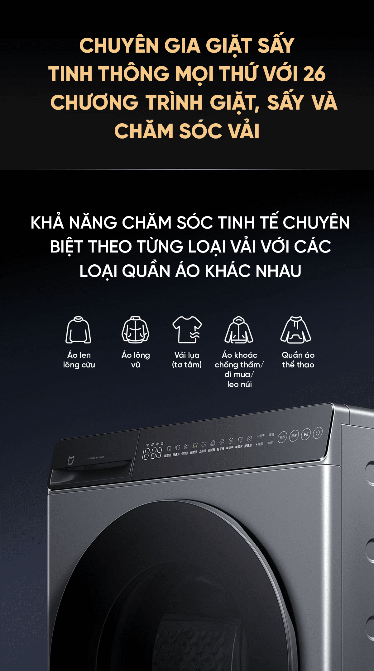 Máy Giặt Xiaomi Mija 2026 MJ101 Giặt 12kg Sấy 9kg 26 Chế Độ Giặt