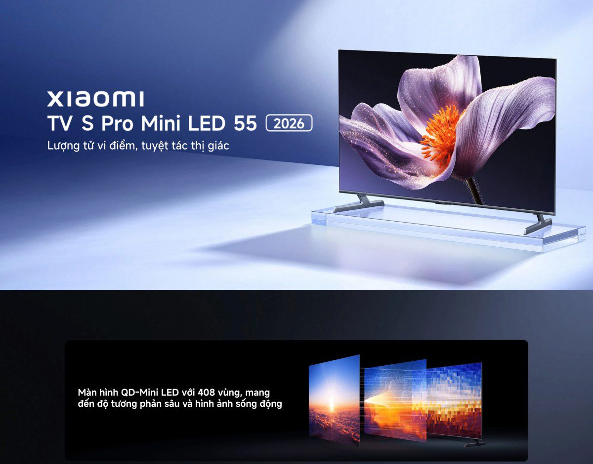 Tivi Xiaomi S Pro Mini LED 55 inch 2026 – Bản Quốc Tế – 4K/144Hz – 3GB/32GB