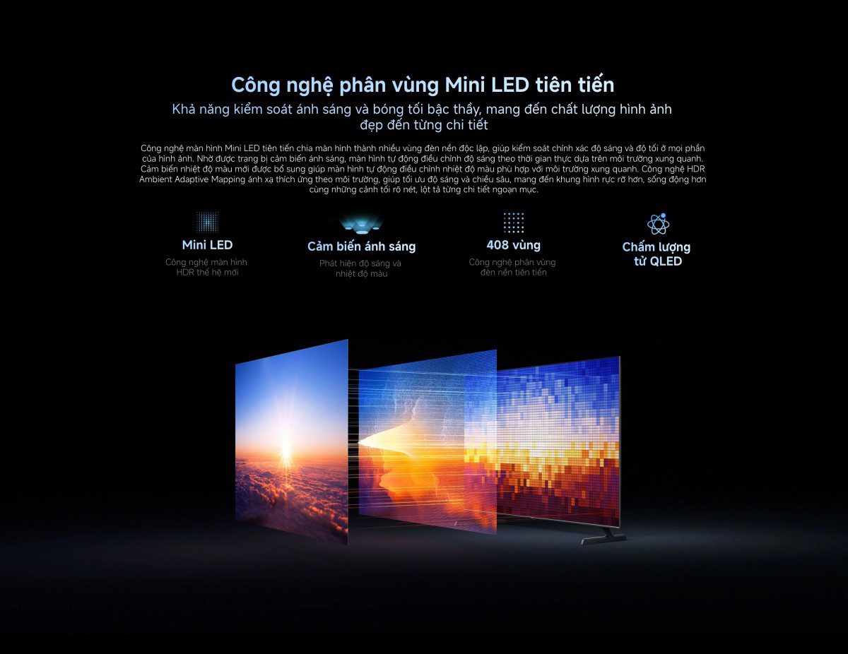 Tivi Xiaomi S Pro Mini LED 55 inch 2026 – Bản Quốc Tế – 4K/144Hz – 3GB/32GB