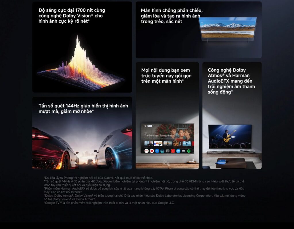 Tivi Xiaomi S Pro Mini LED 65inch 2026 – Bản Quốc Tế – 4K/144Hz – 3GB/32GB