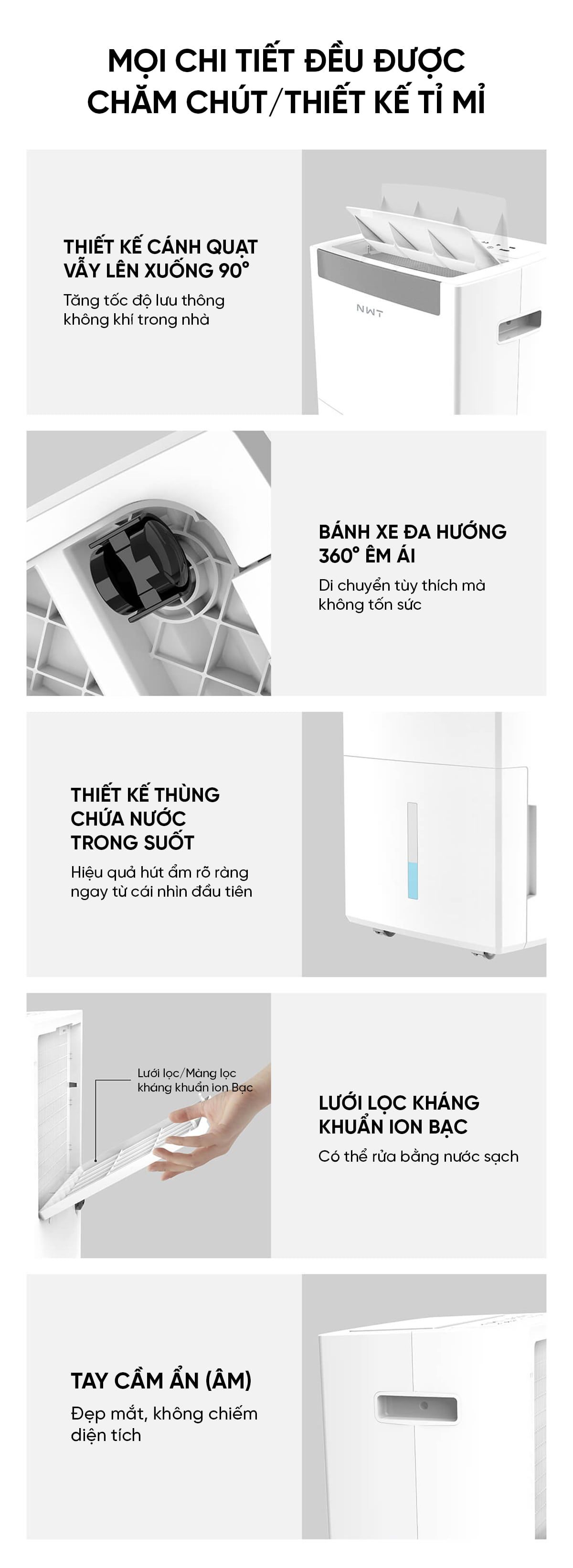 Máy hút ẩm Xiaomi New WideTech 35L Biến tần | Giá ưu đãi