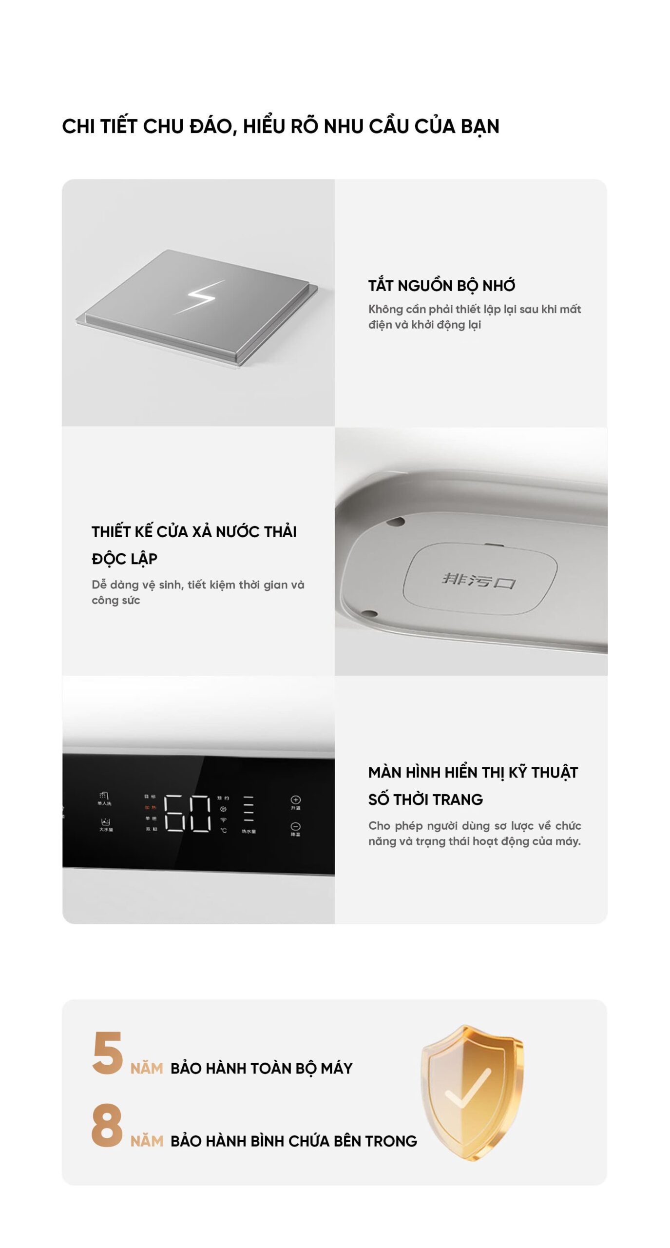 Bình Nóng Lạnh Thông Minh Xiaomi Mija Gen 2 60L Bình Chứa Kép