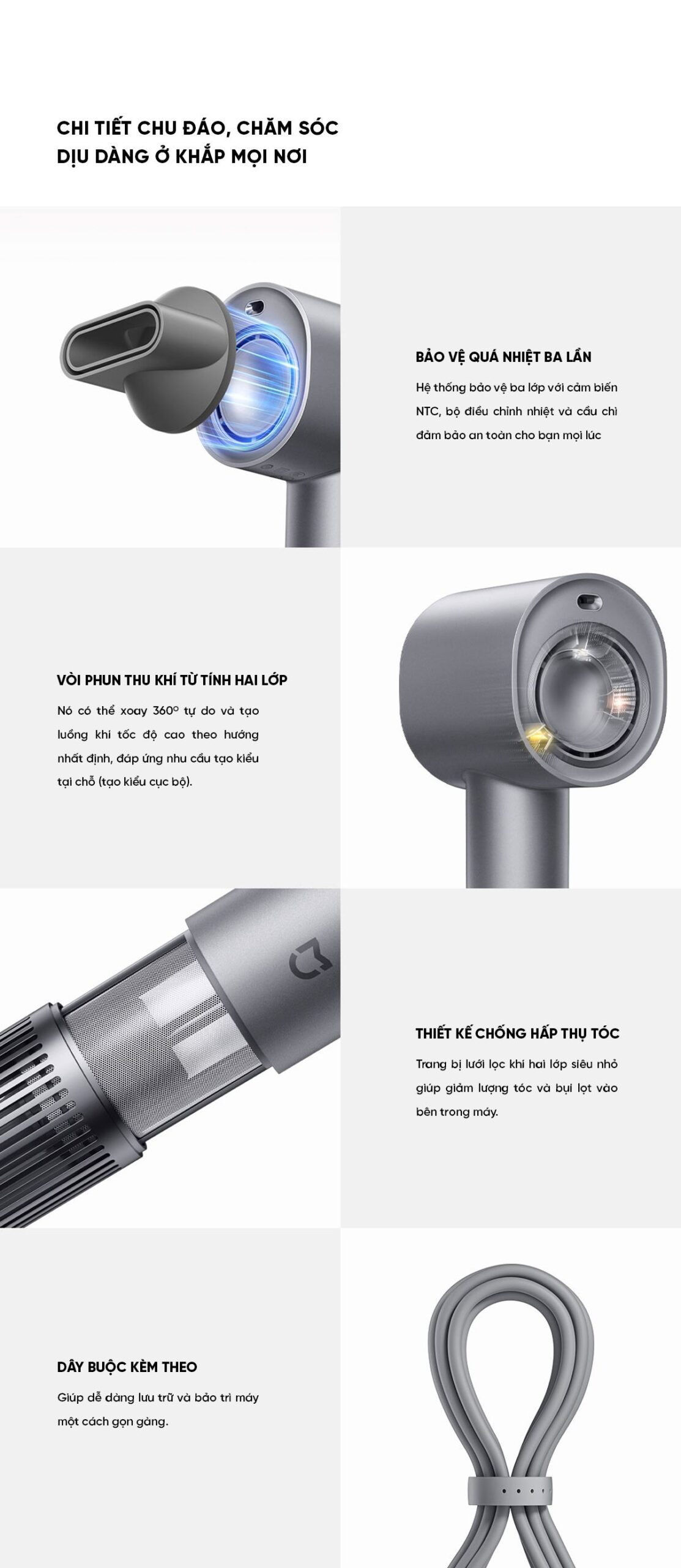 Máy sấy tóc ion nước tốc độ cao Mijia H701 | Giá ưu đãi