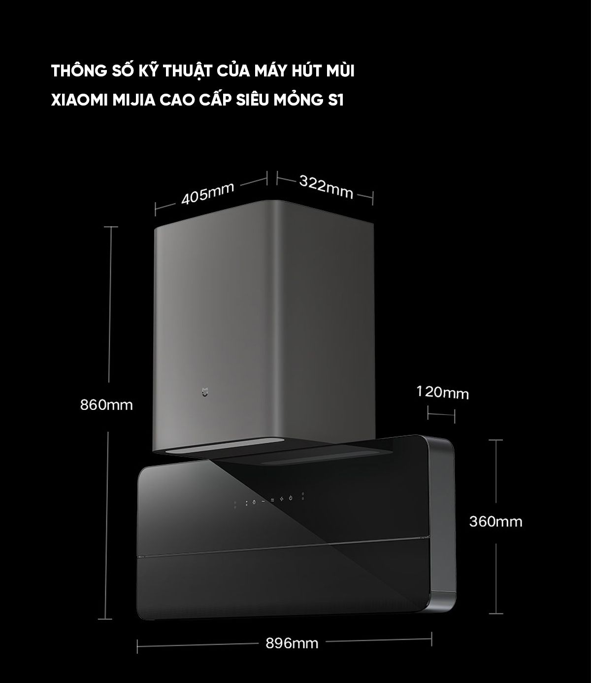 Máy hút mùi Xiaomi Mija cao cấp siêu mỏng S1 Model 2026 | Giá ưu đãi