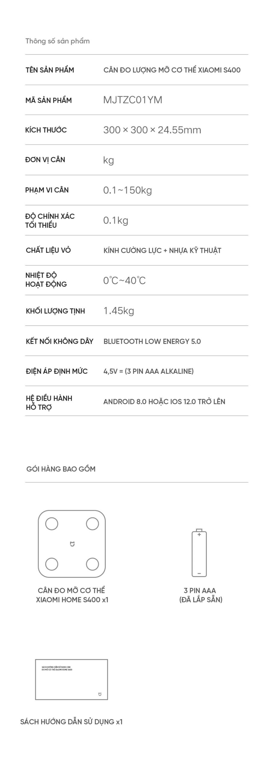 Cân Thông Minh Xiaomi Body Scale S400 | Giá tốt