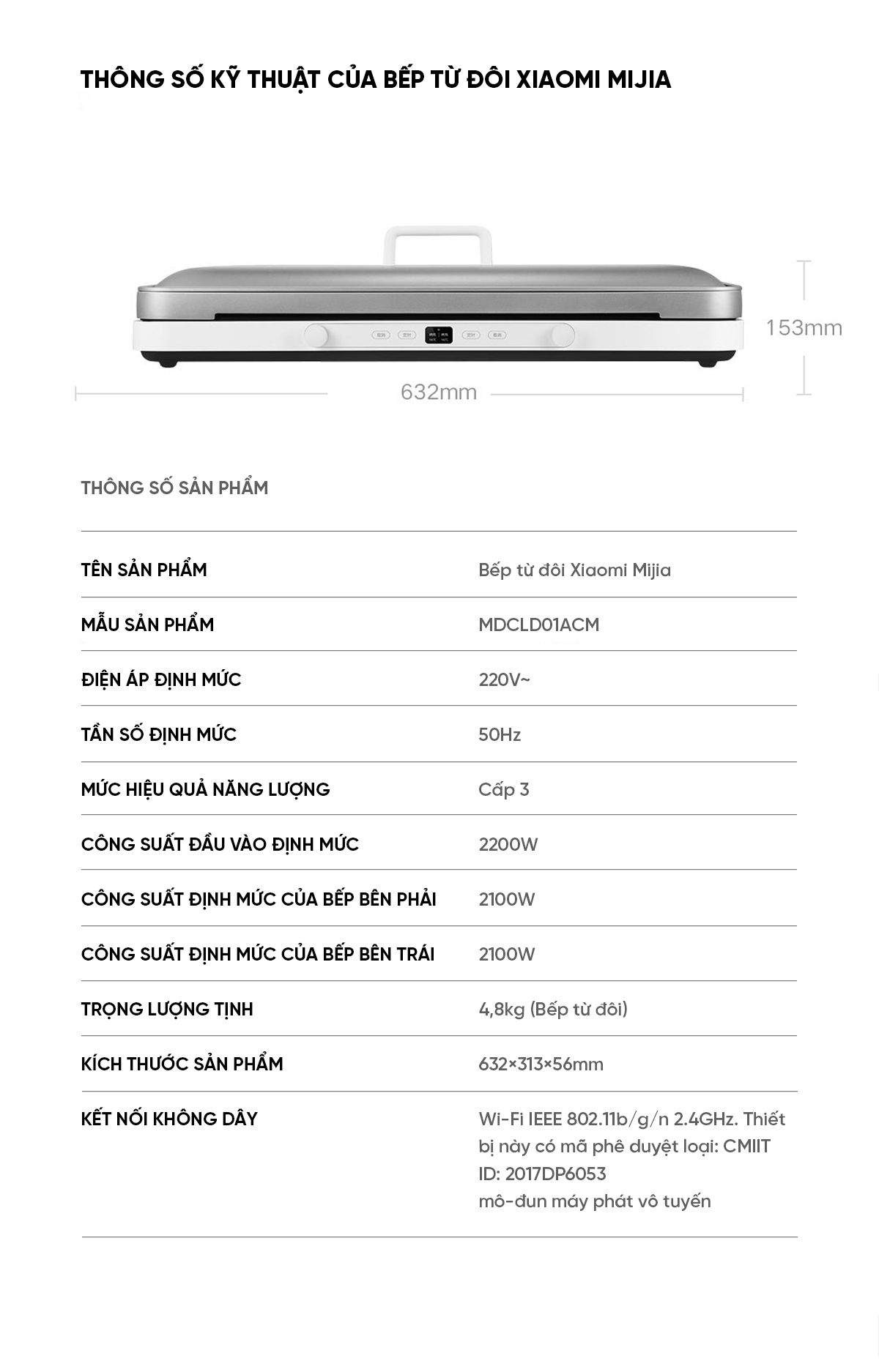 Bếp từ đôi kèm khay nướng Xiaomi Mijia | Giá tốt