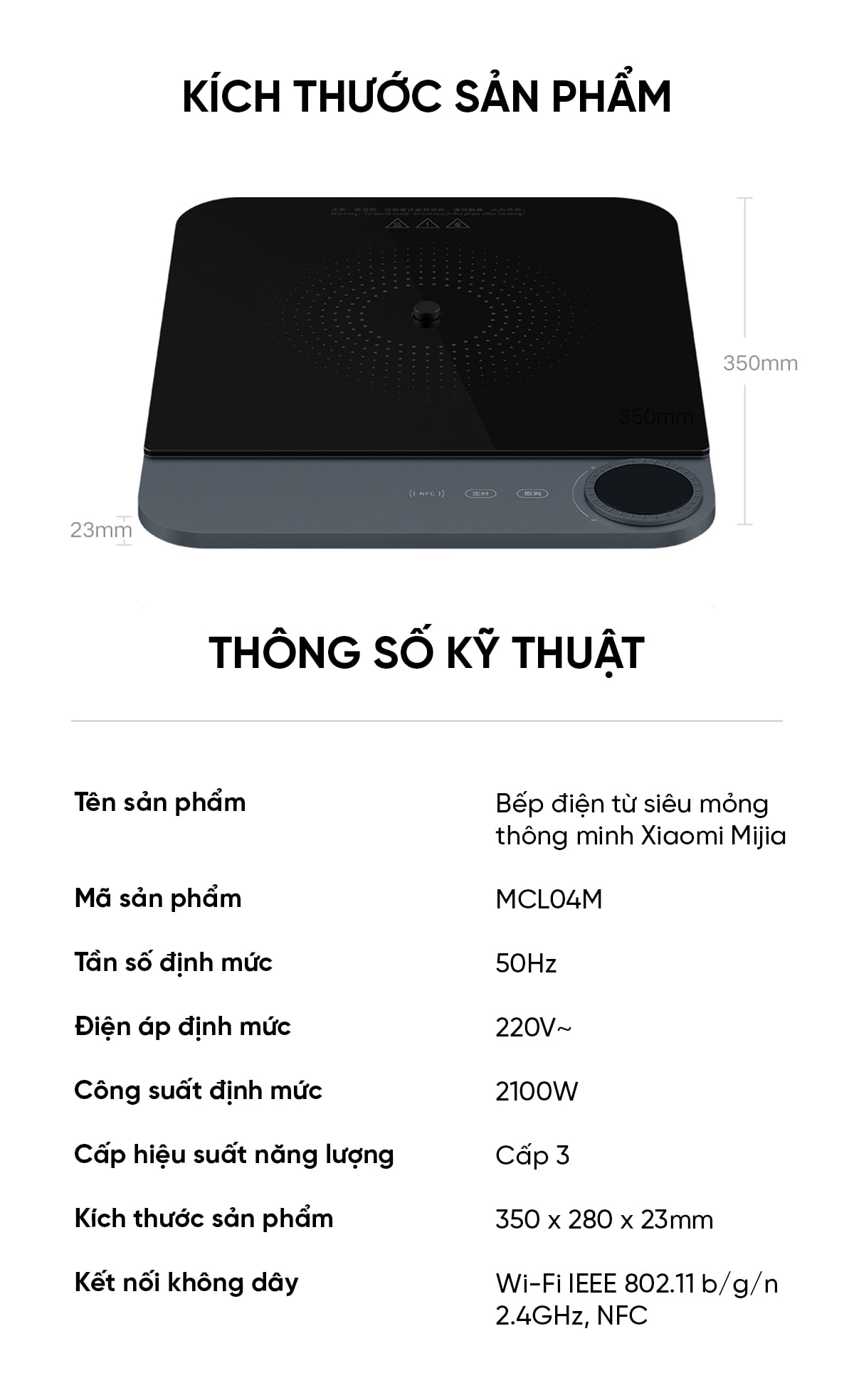 Bếp điện từ siêu mỏng thông minh Xiaomi Mijia MCL01M, MCL04M | Giá ưu đãi