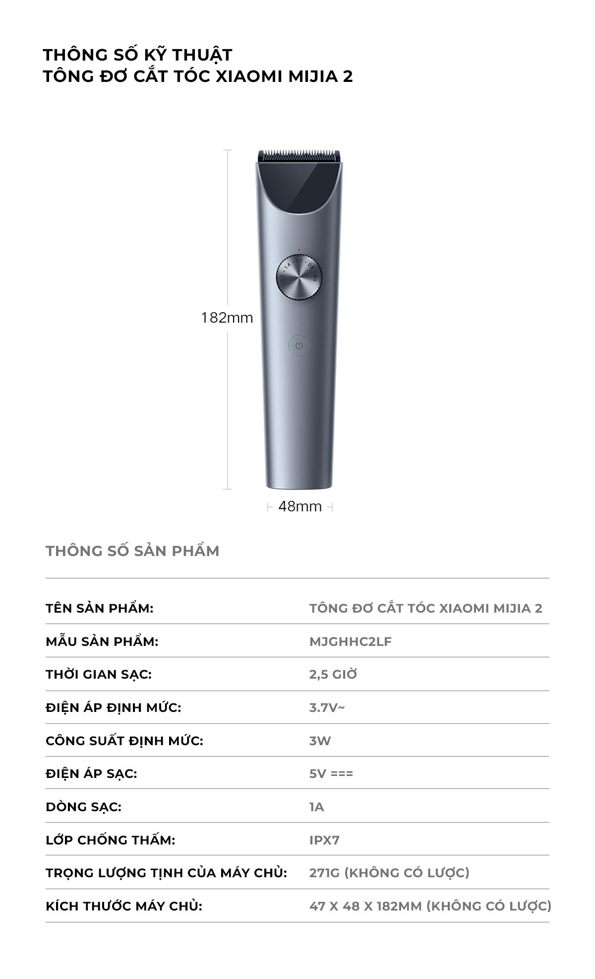Tông đơ cắt tóc Xiaomi Mijia 2 MJGHHC2LF | Giá ưu đãi