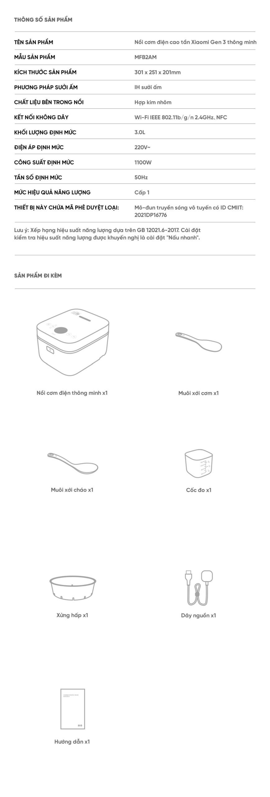 Nồi Cơm Điện Cao Tần Xiaomi Gen 3 Thông Minh 3L | Giá ưu đãi