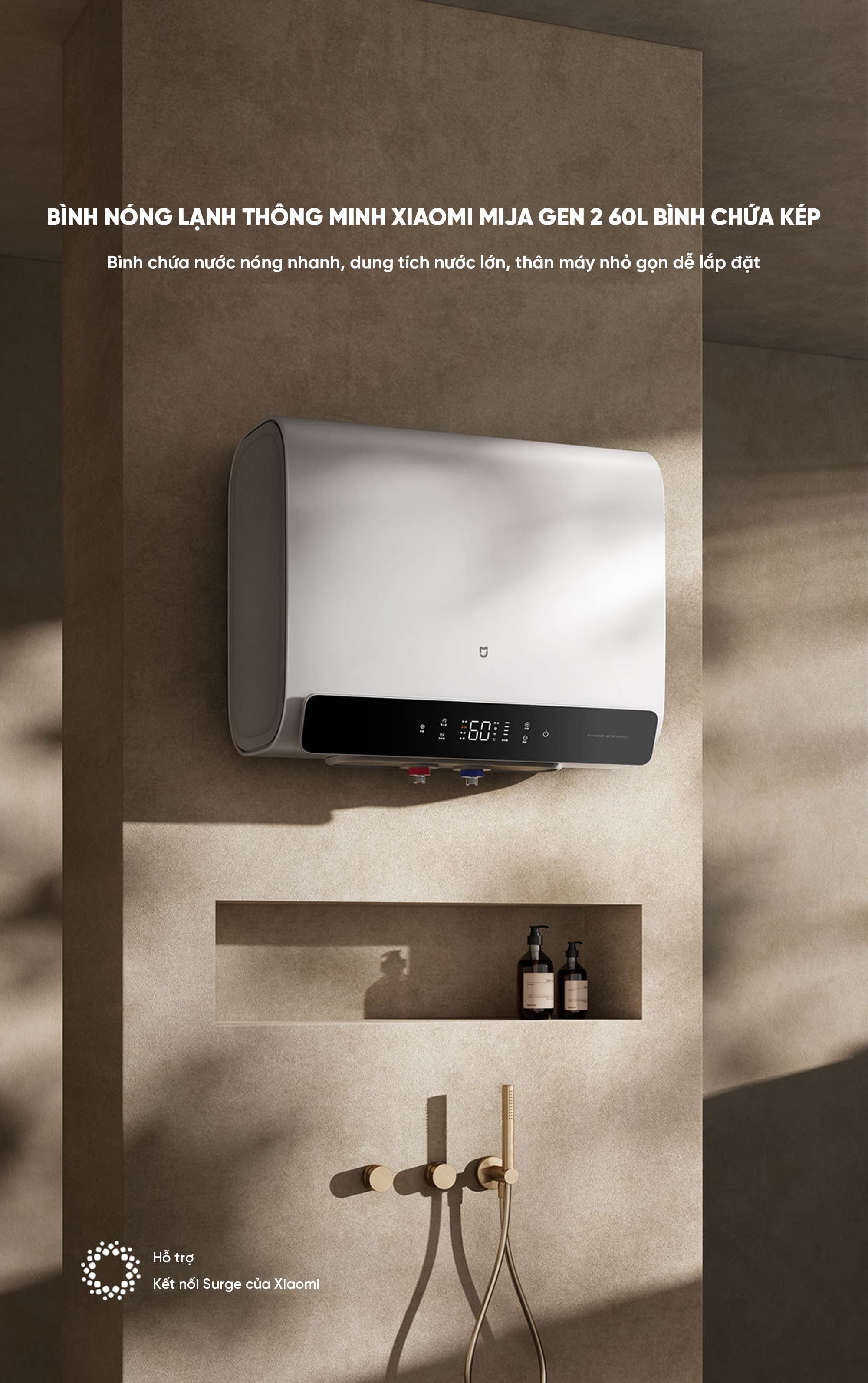 Bình Nóng Lạnh Thông Minh Xiaomi Mija Gen 2 60L Bình Chứa Kép