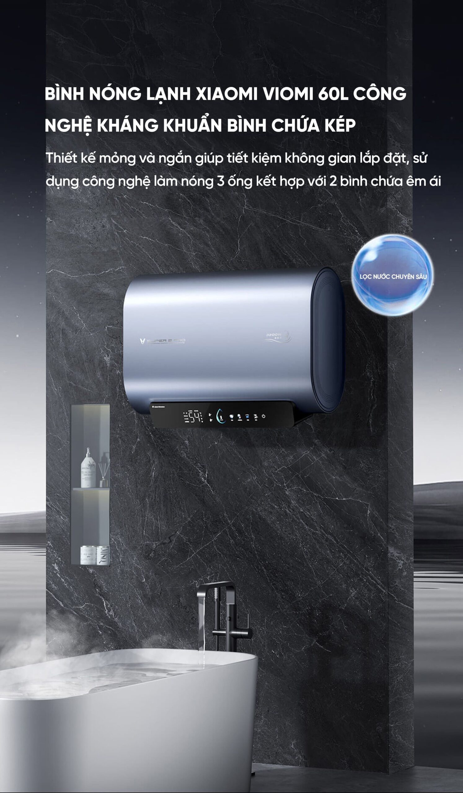 Bình Nóng Lạnh Xiaomi Viomi 60L Công Nghệ Kháng Khuẩn Bình Chứa Kép
