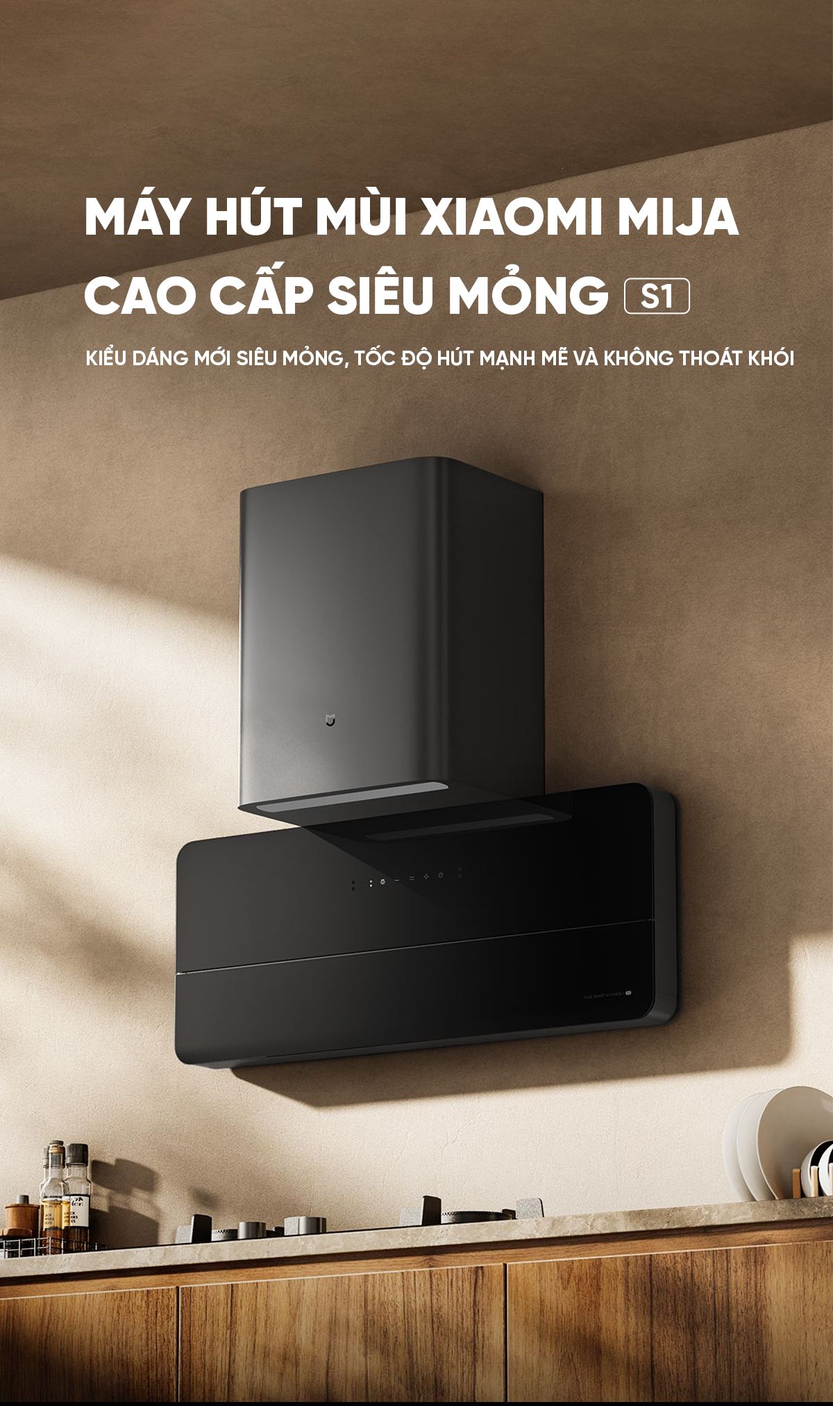 Máy hút mùi Xiaomi Mija cao cấp siêu mỏng S1 Model 2026 | Giá ưu đãi