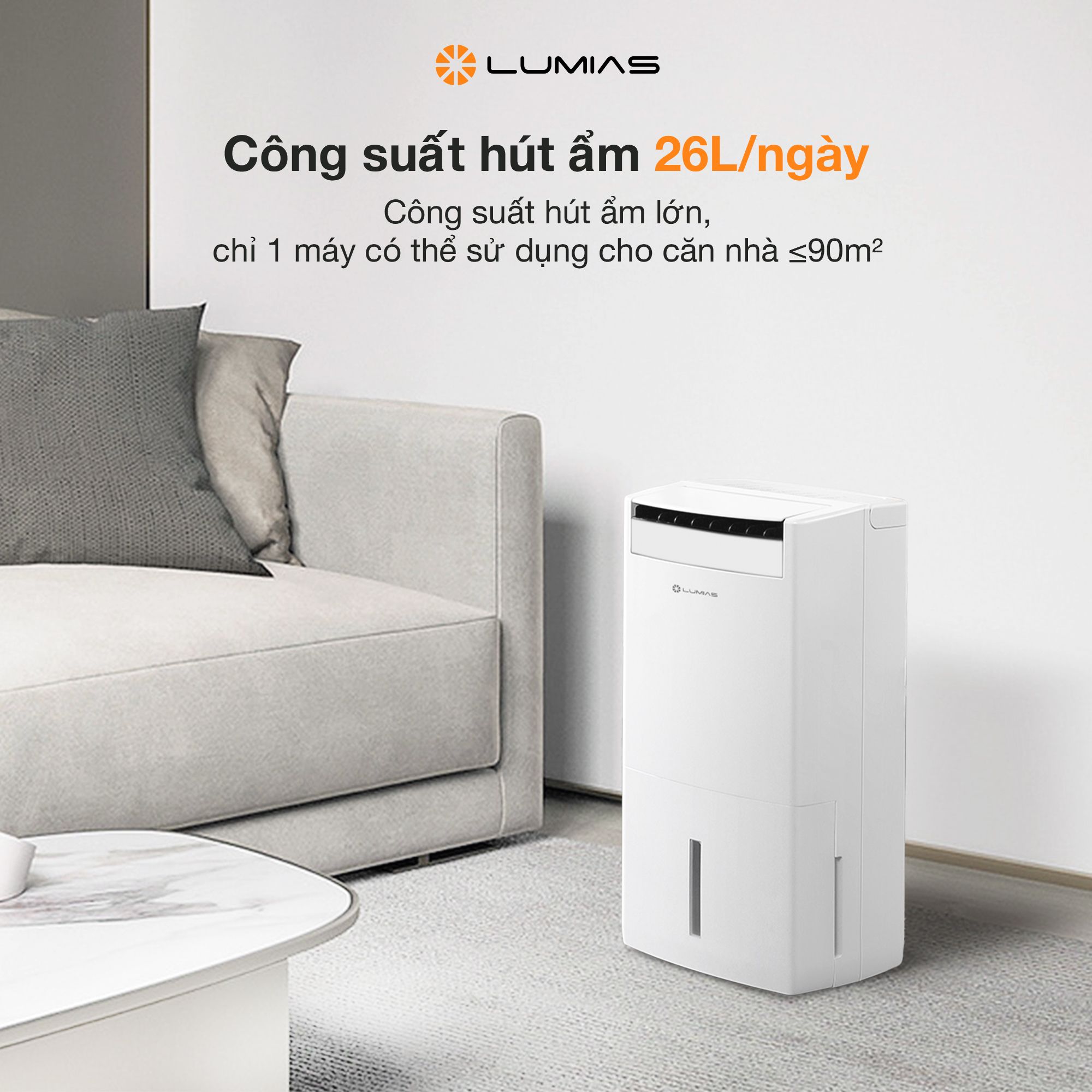 Máy hút ẩm kiêm lọc khí thông minh 26L Lumias D6S-26L (HEPA)