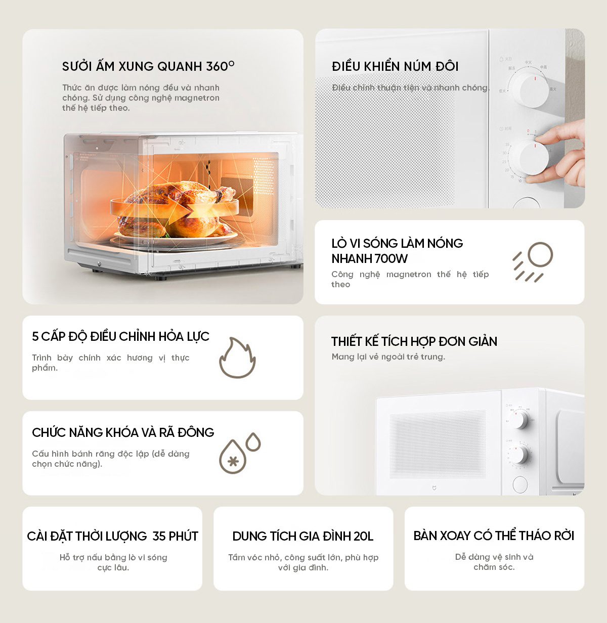 Lò vi sóng Xiaomi Mija 20L Bản Cơ | Giá tốt