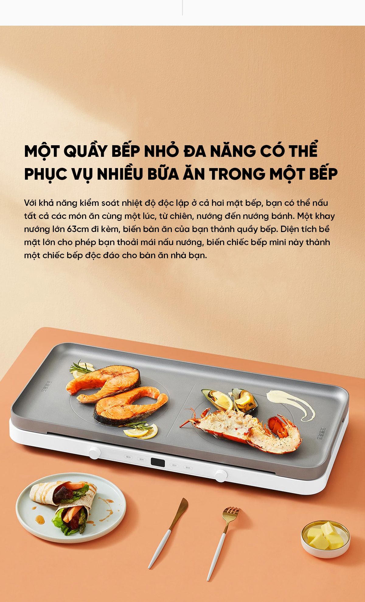 Bếp từ đôi kèm khay nướng Xiaomi Mijia | Giá tốt