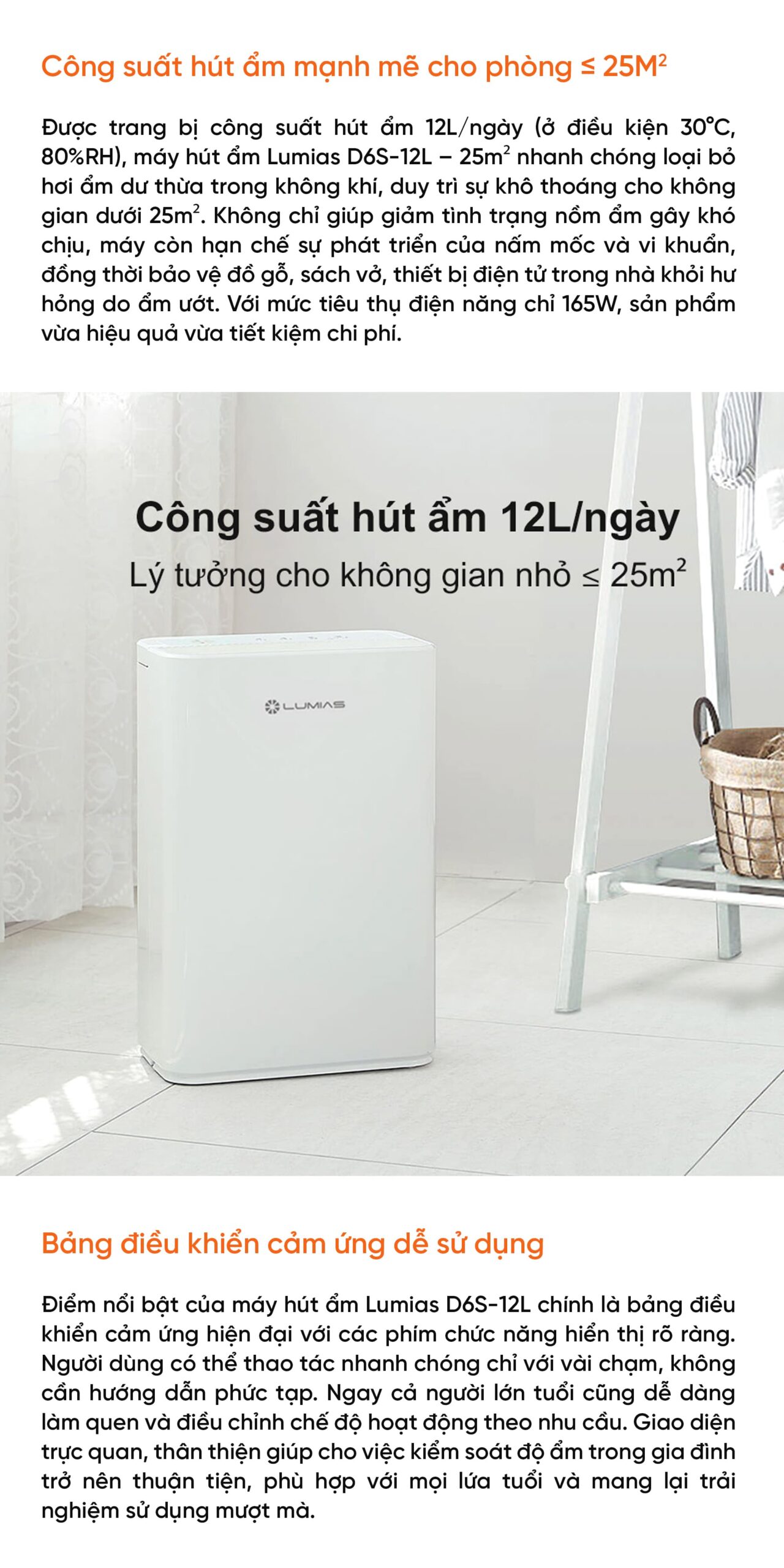 Máy hút ẩm 12L Lumias D6S-12L