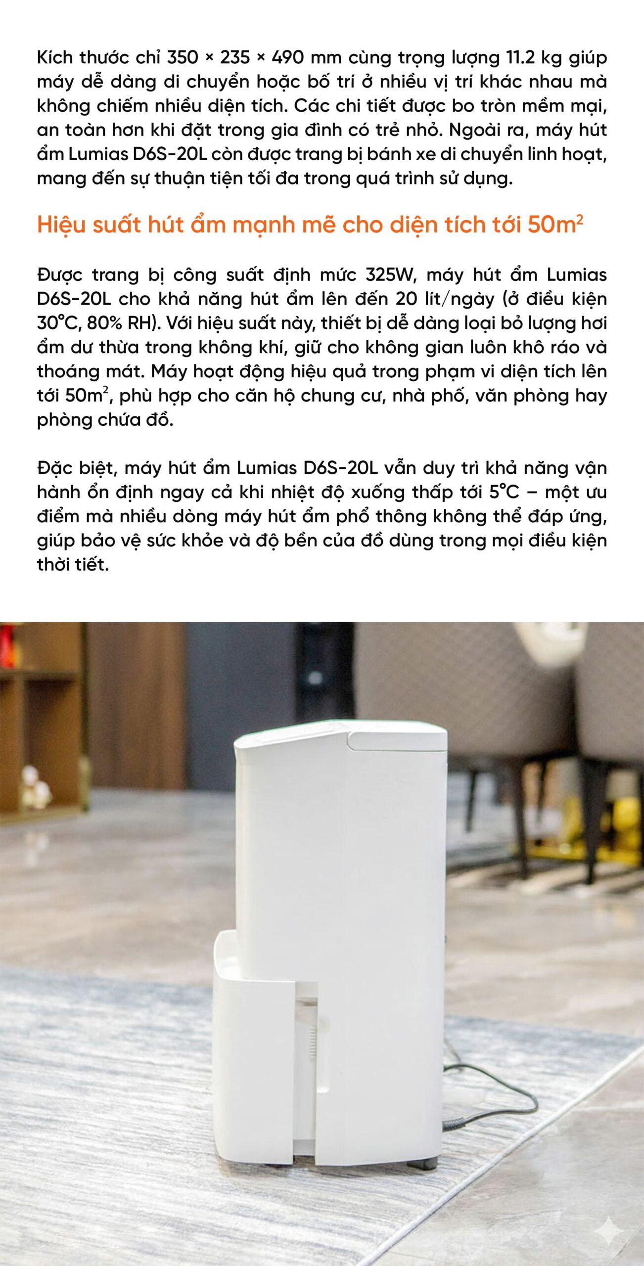 Máy hút ẩm 20L Lumias D6S-20L