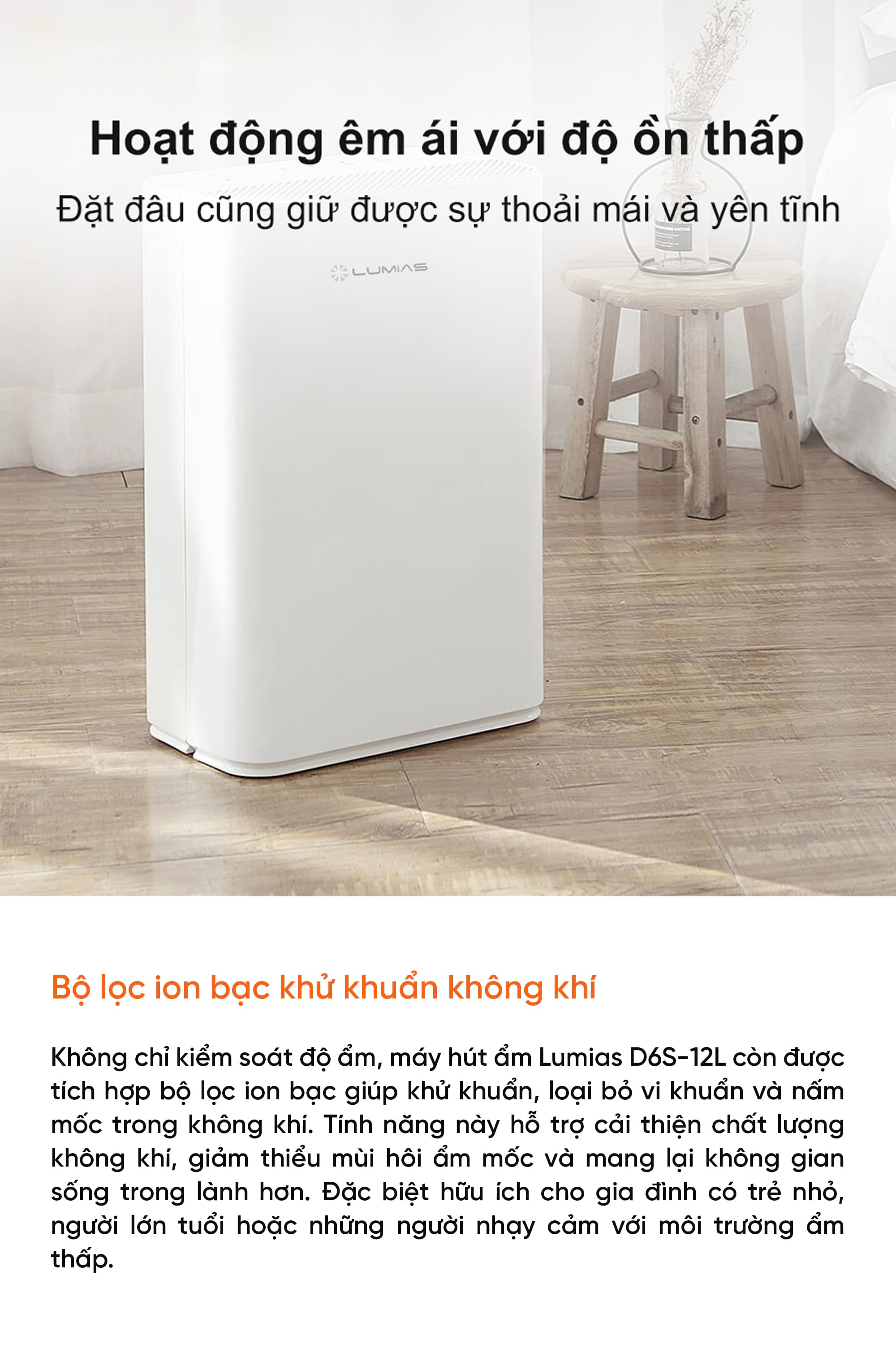 Máy hút ẩm 12L Lumias D6S-12L