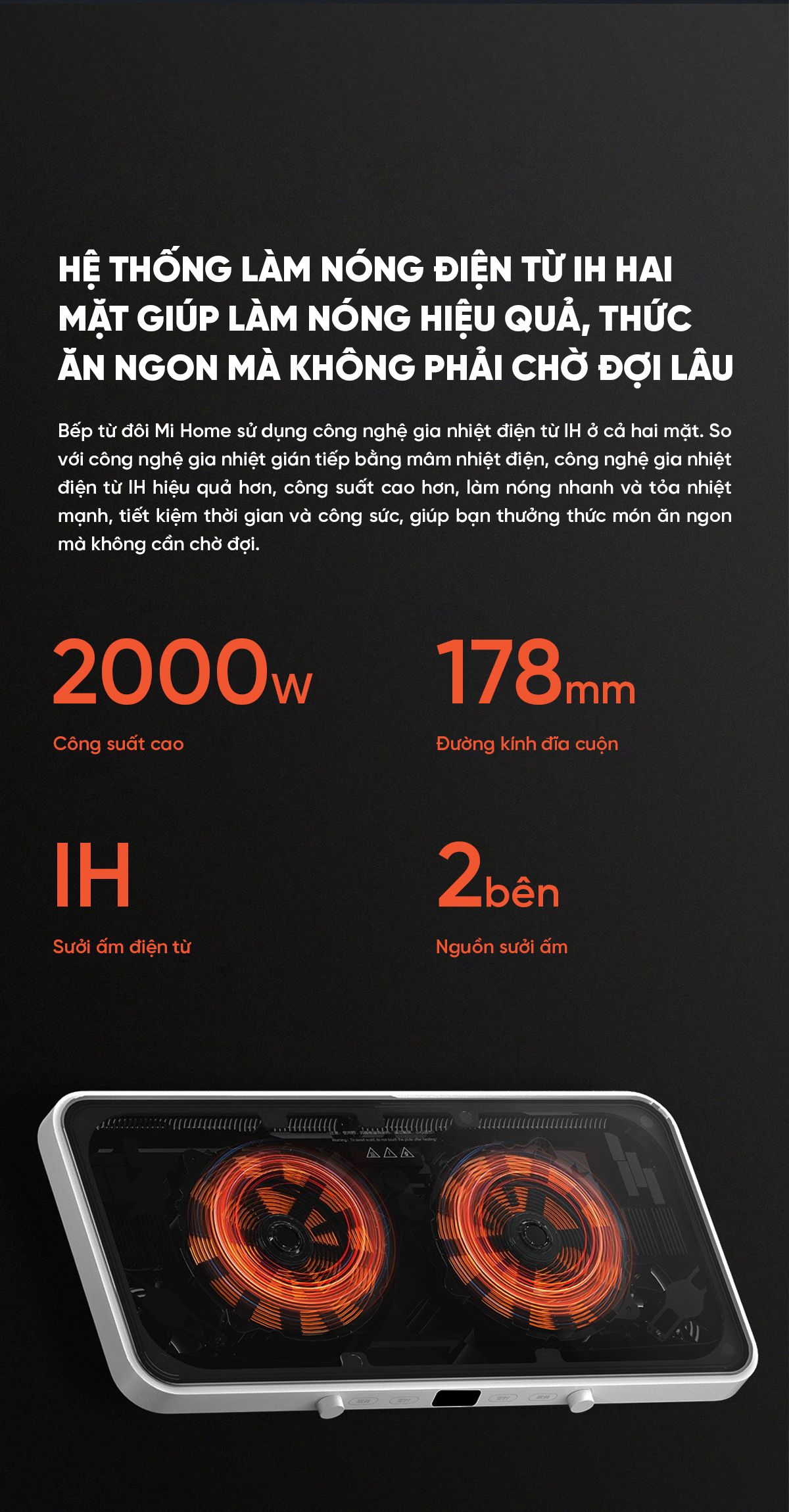 Bếp từ đôi kèm khay nướng Xiaomi Mijia | Giá tốt