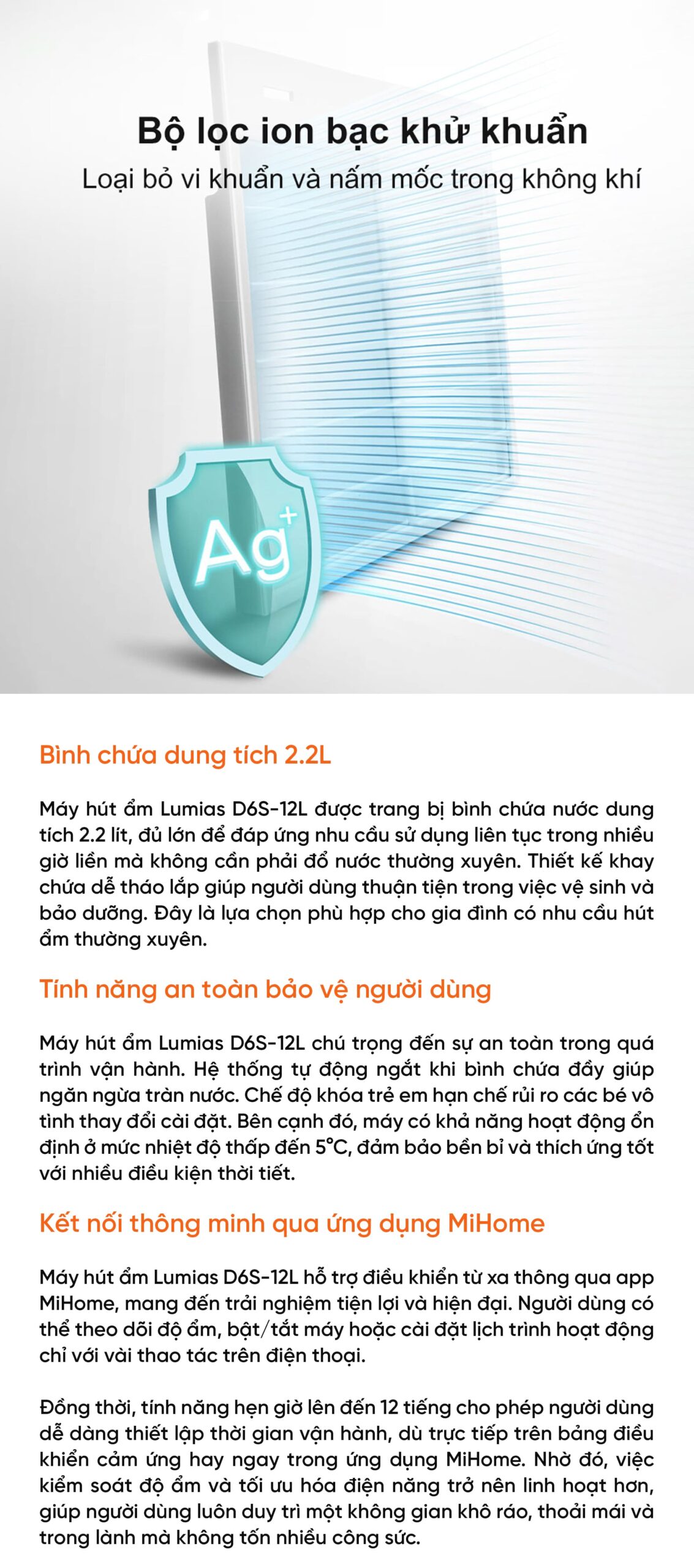 Máy hút ẩm 12L Lumias D6S-12L