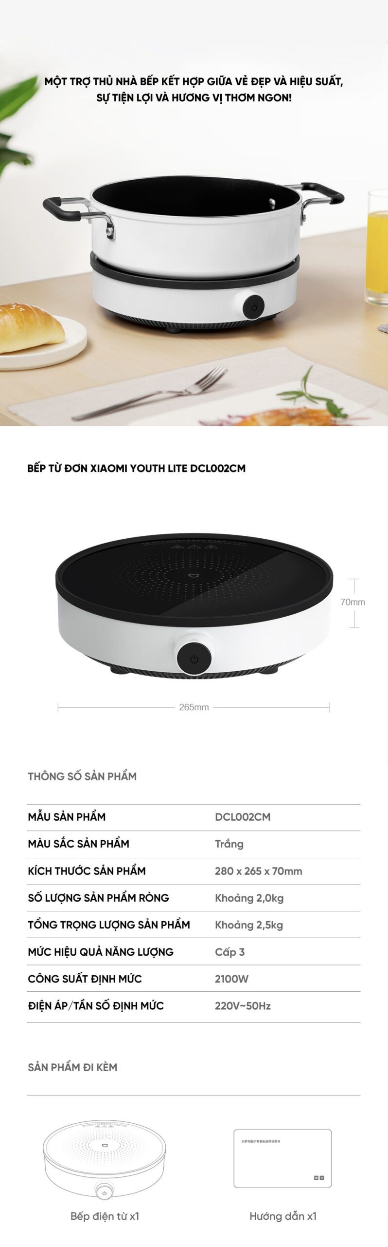 Bếp từ đơn Xiaomi Youth Lite DCL002CM | Giá ưu đãi
