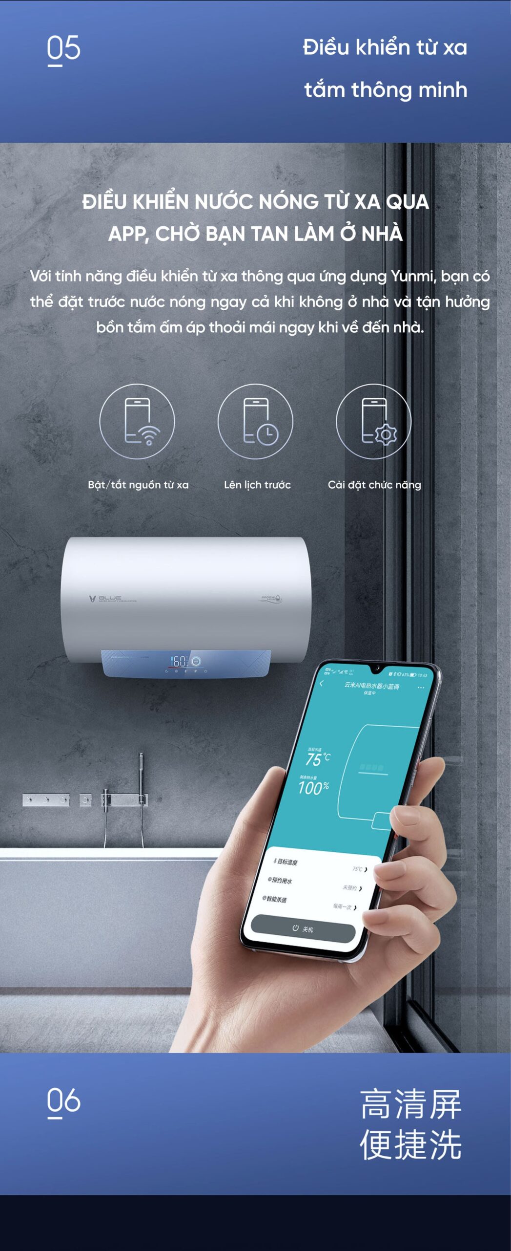 Bình Nóng Lạnh Thông Minh Xiaomi Viomi 50L Tiết Kiệm Điện Cấp 1