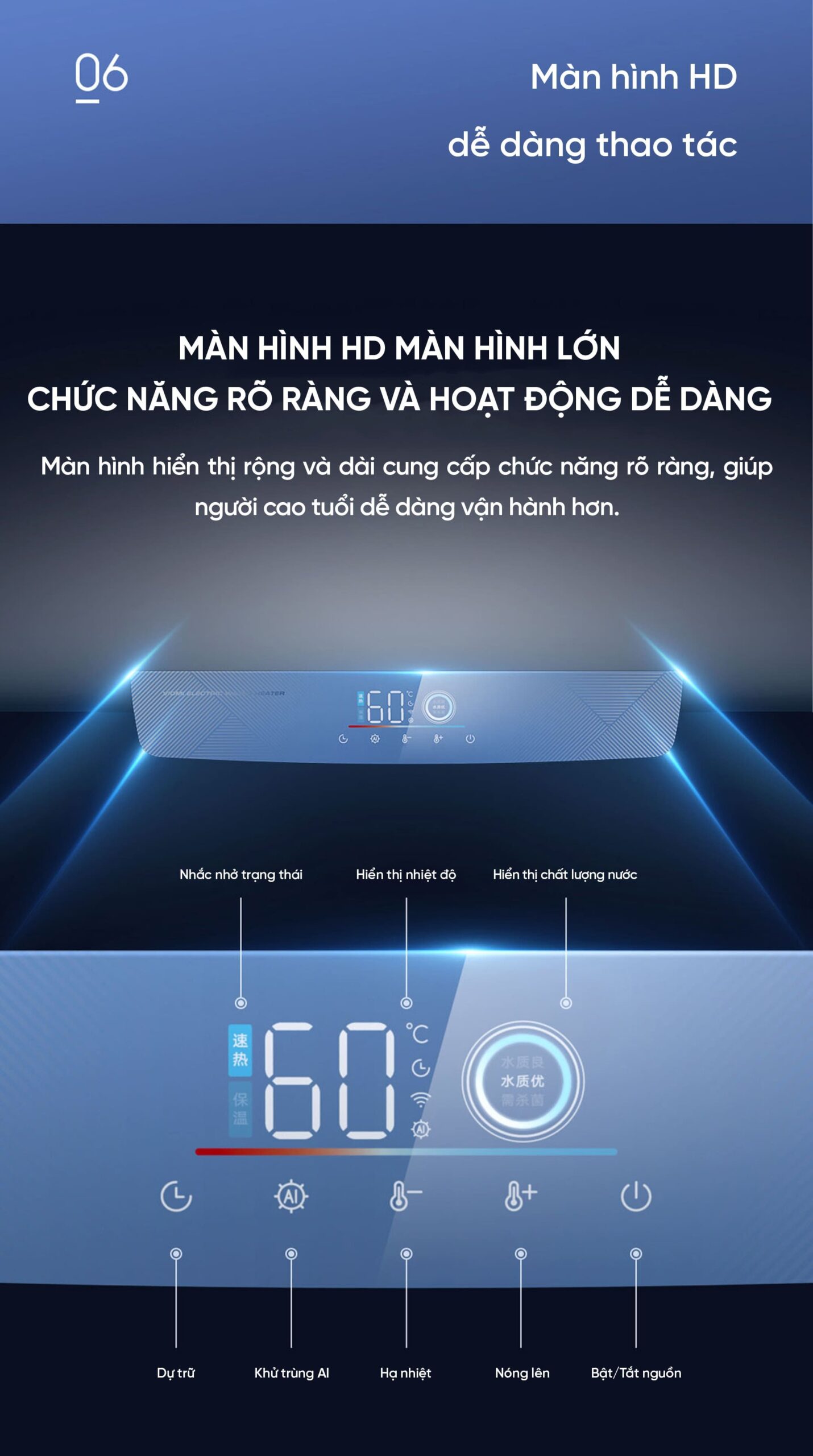 Bình Nóng Lạnh Thông Minh Xiaomi Viomi 50L Tiết Kiệm Điện Cấp 1